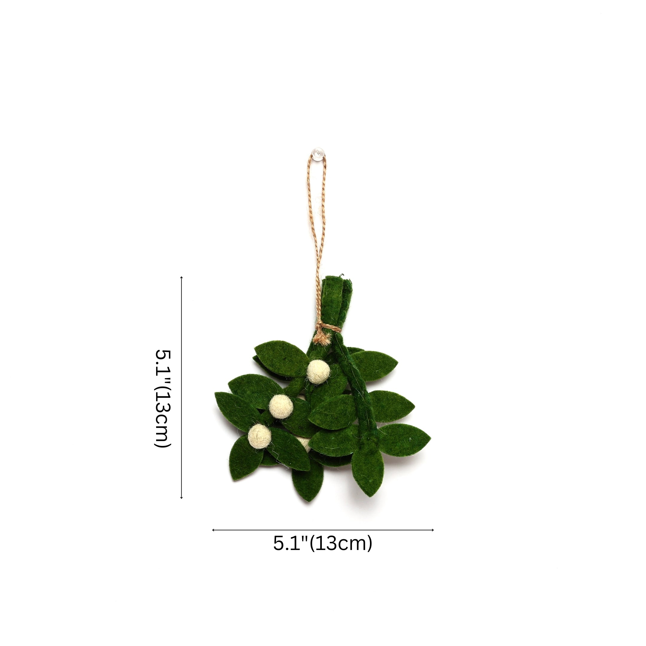 Christmas Décor Handmade Felt Mistletoe Bunch - Green