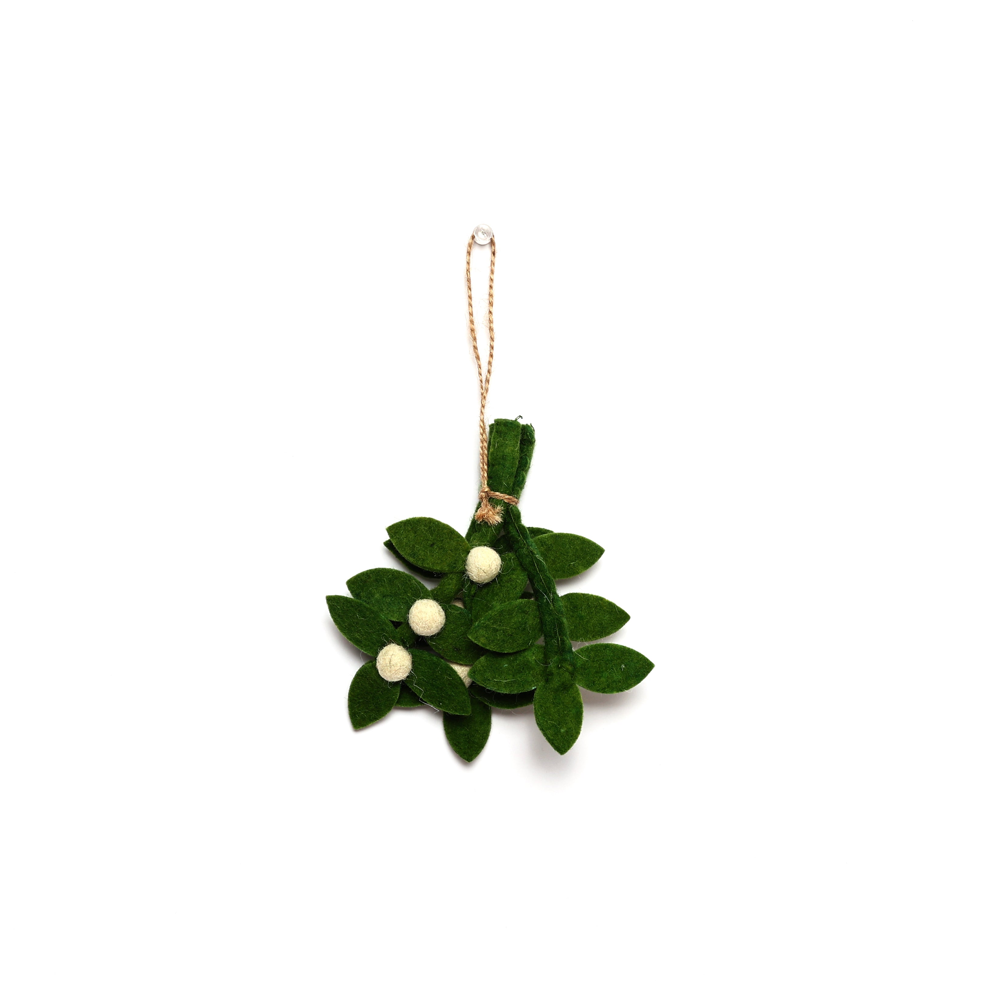 Christmas Décor Handmade Felt Mistletoe Bunch - Green