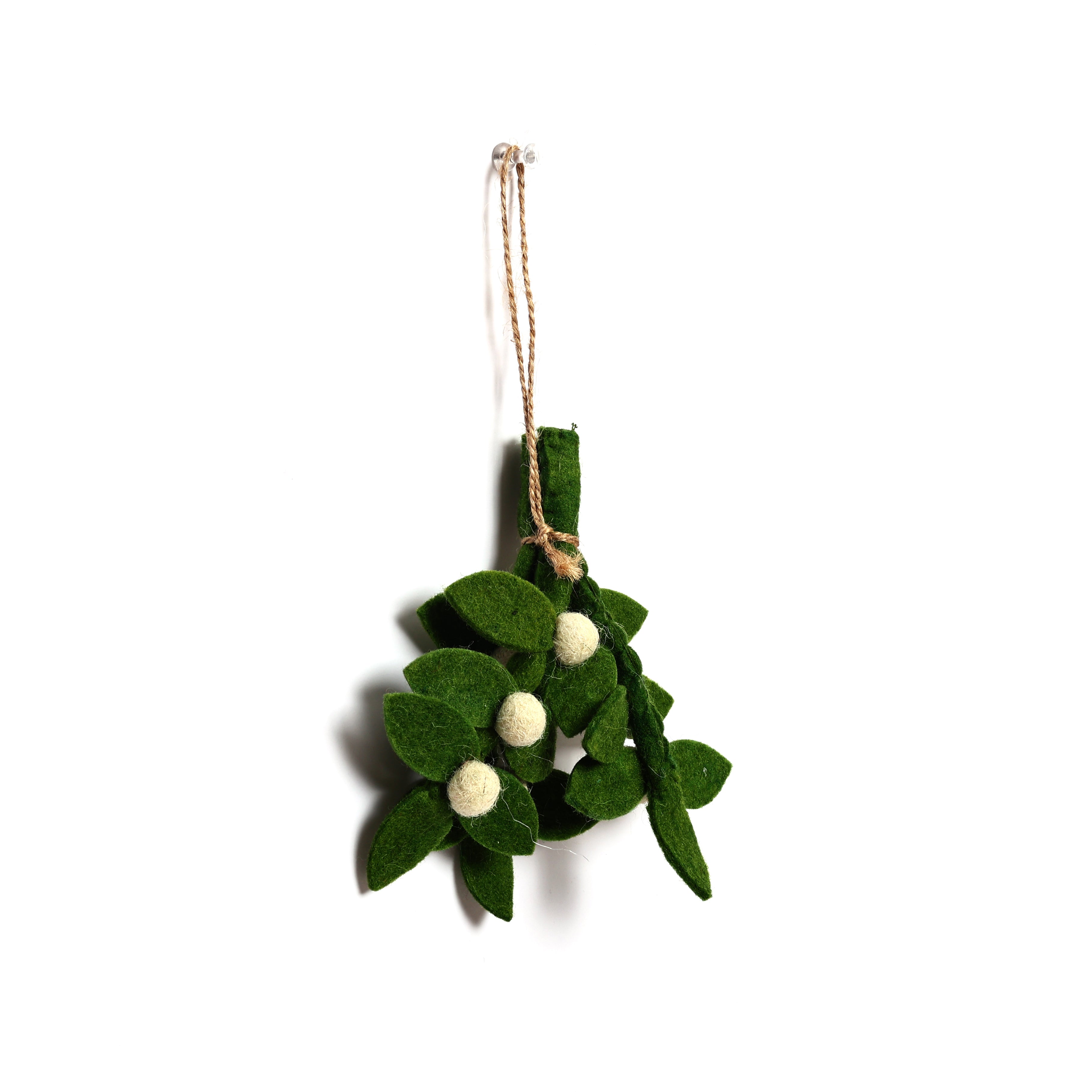 Christmas Décor Handmade Felt Mistletoe Bunch - Green