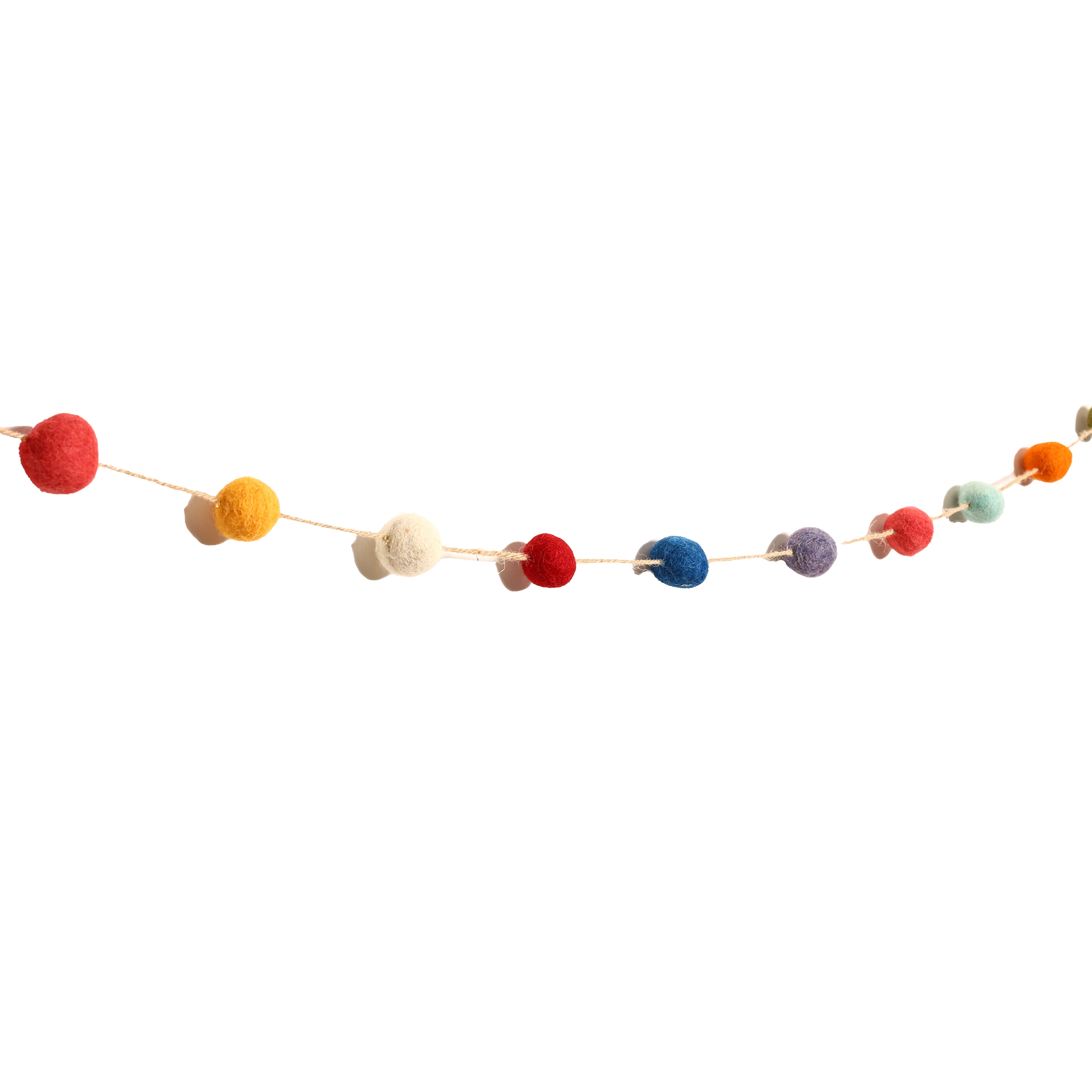 Christmas Décor Handmade Felt Pompom Garland—Multicolour
