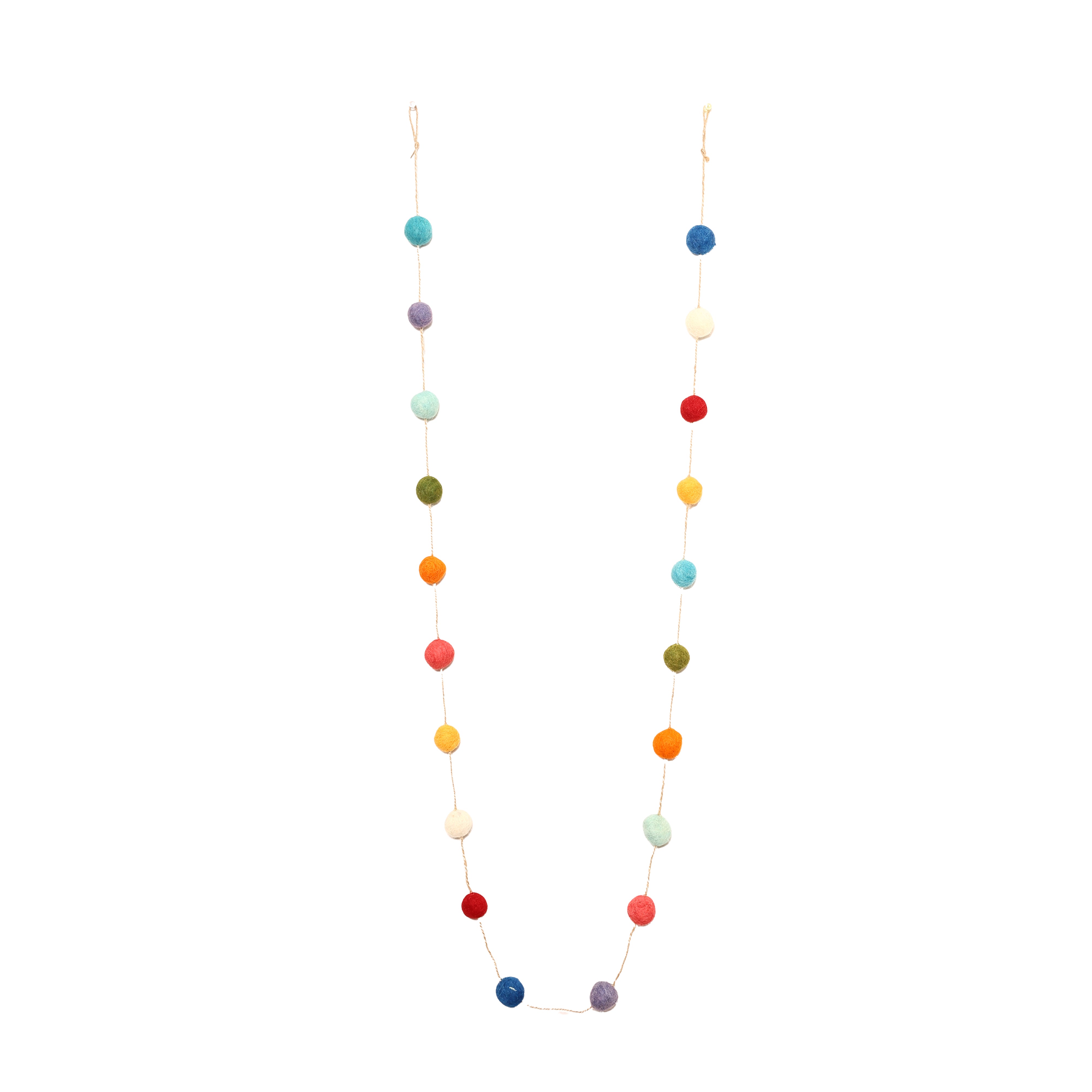 Christmas Décor Handmade Felt Pompom Garland—Multicolour