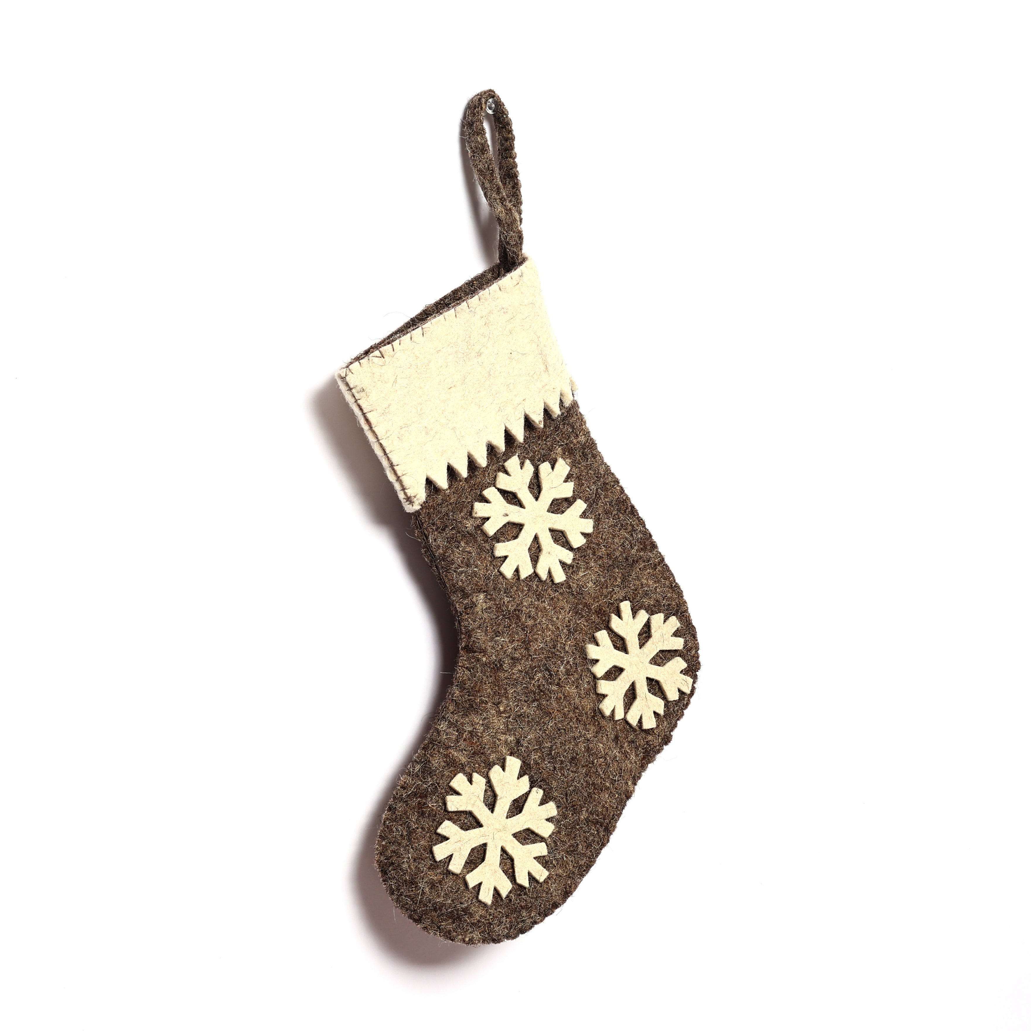 Christmas Décor Handmade Felt Sheet Stocking—Snowflake Design