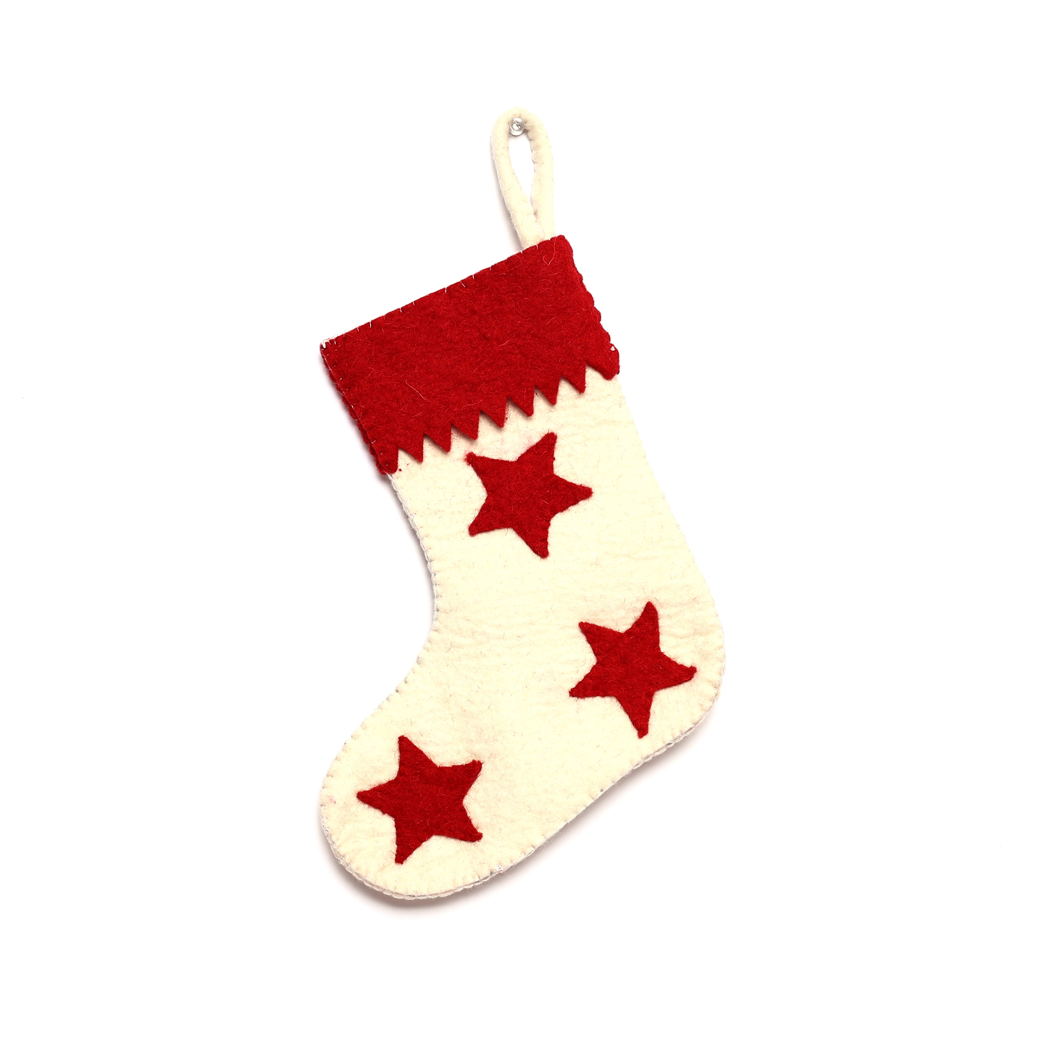 Christmas Décor Handmade Felt Sheet Stocking—Star Design