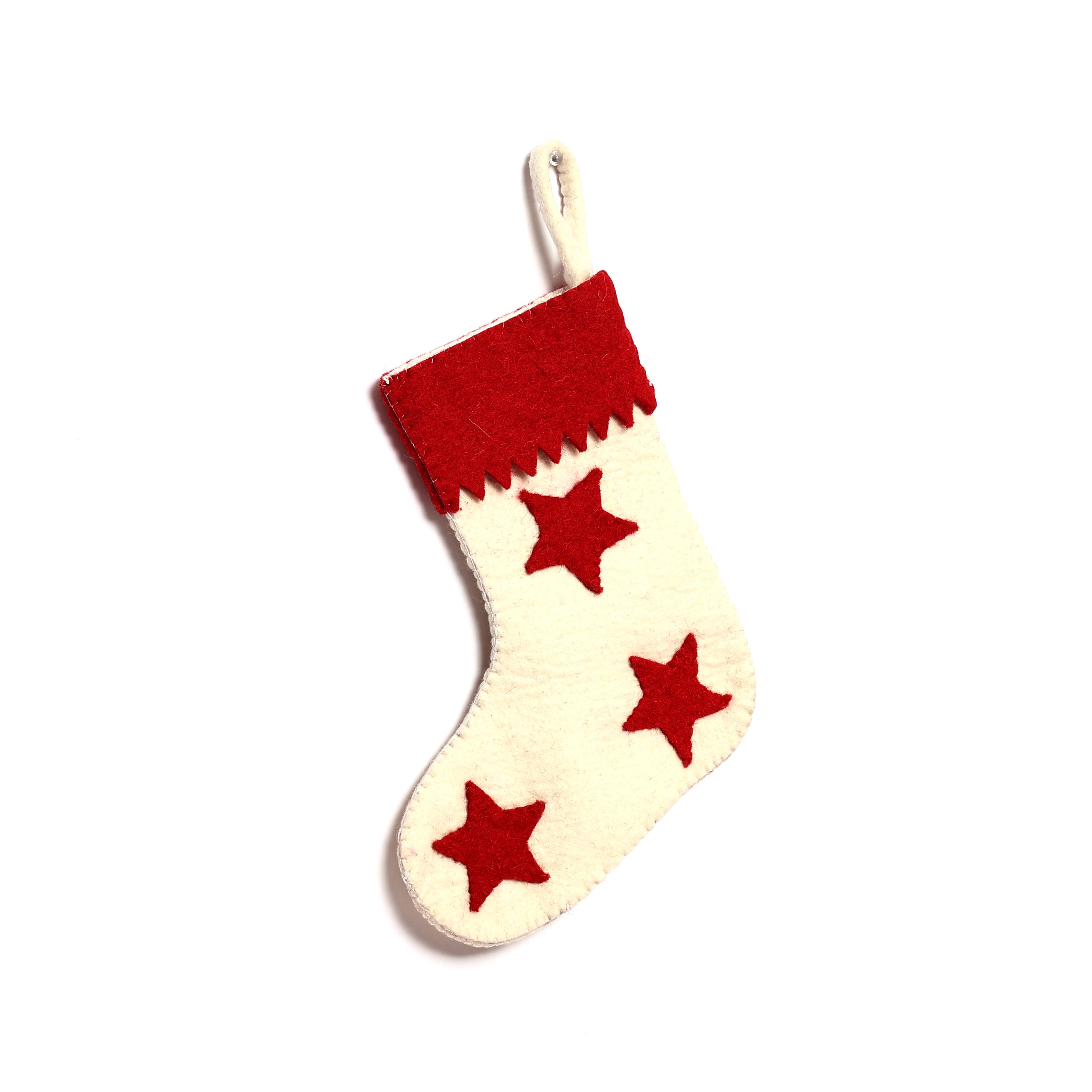 Christmas Décor Handmade Felt Sheet Stocking—Star Design