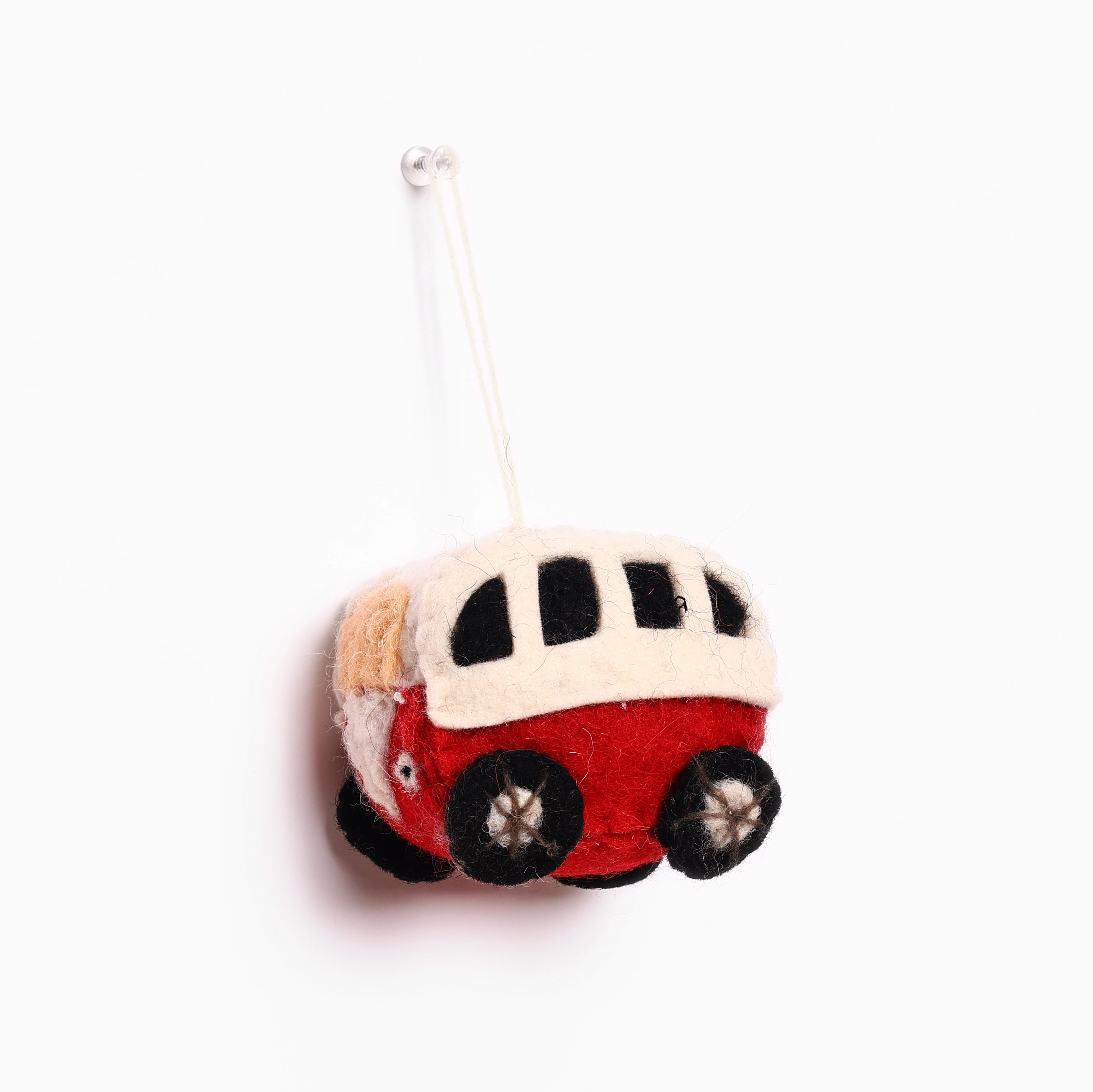 Christmas Décor Handmade Needled Felt Work Miniature Bus Hanging