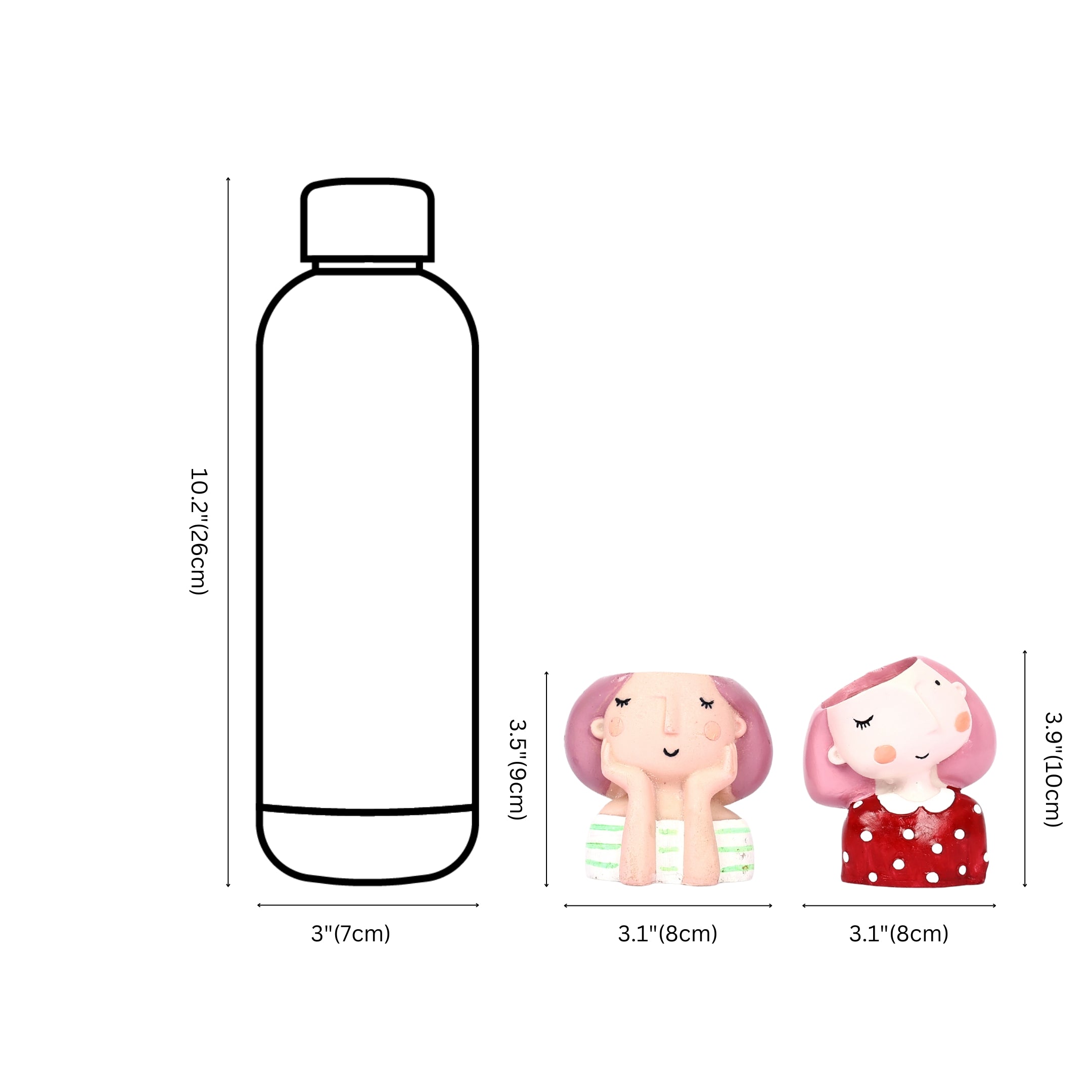 Decorative Cute Girls Pen Holder—Set of 2—Red and Green