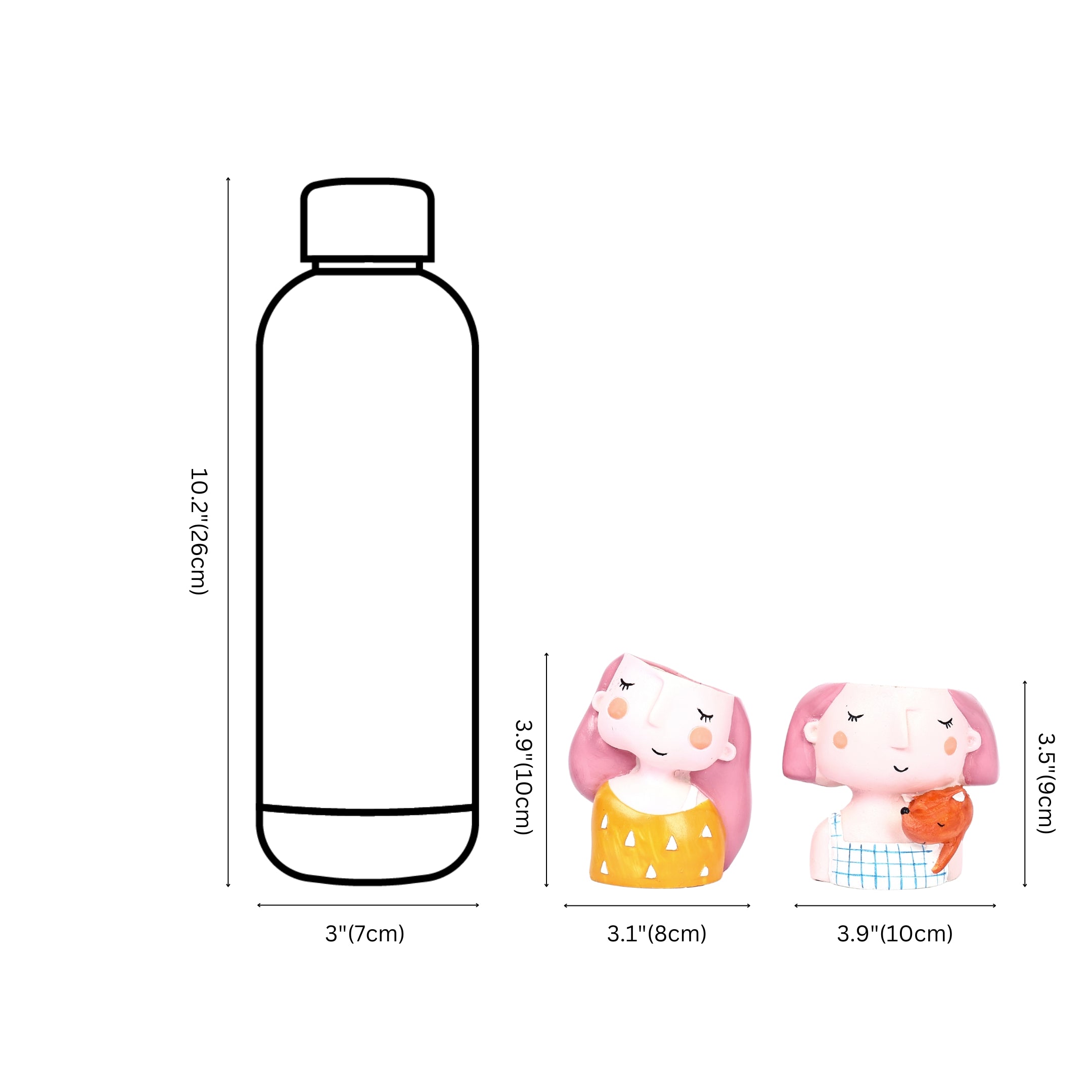 Decorative Cute Girls Pen Holder—Set of 2—Yellow and White