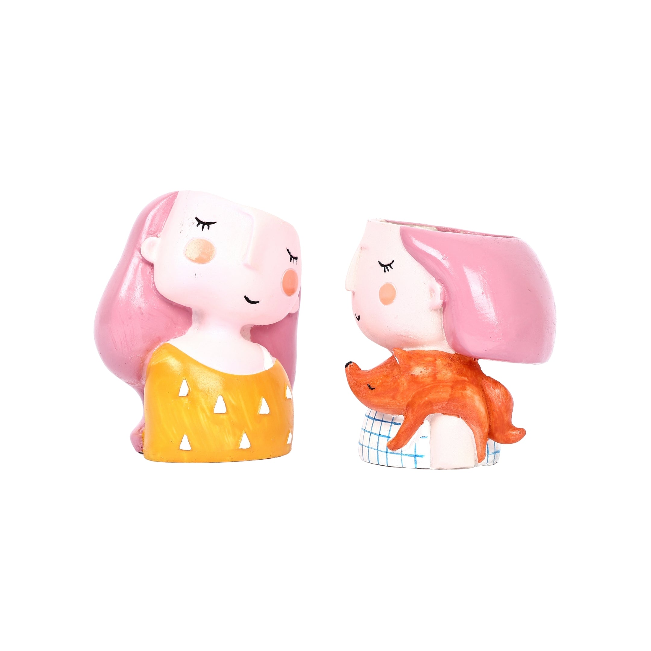 Decorative Cute Girls Pen Holder—Set of 2—Yellow and White