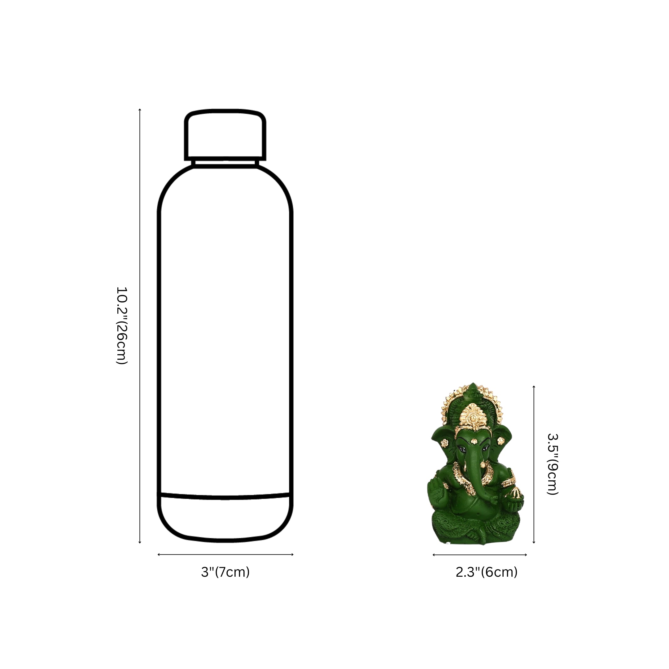 Decorative Lord Ganesha Showpiece—Green and Golden