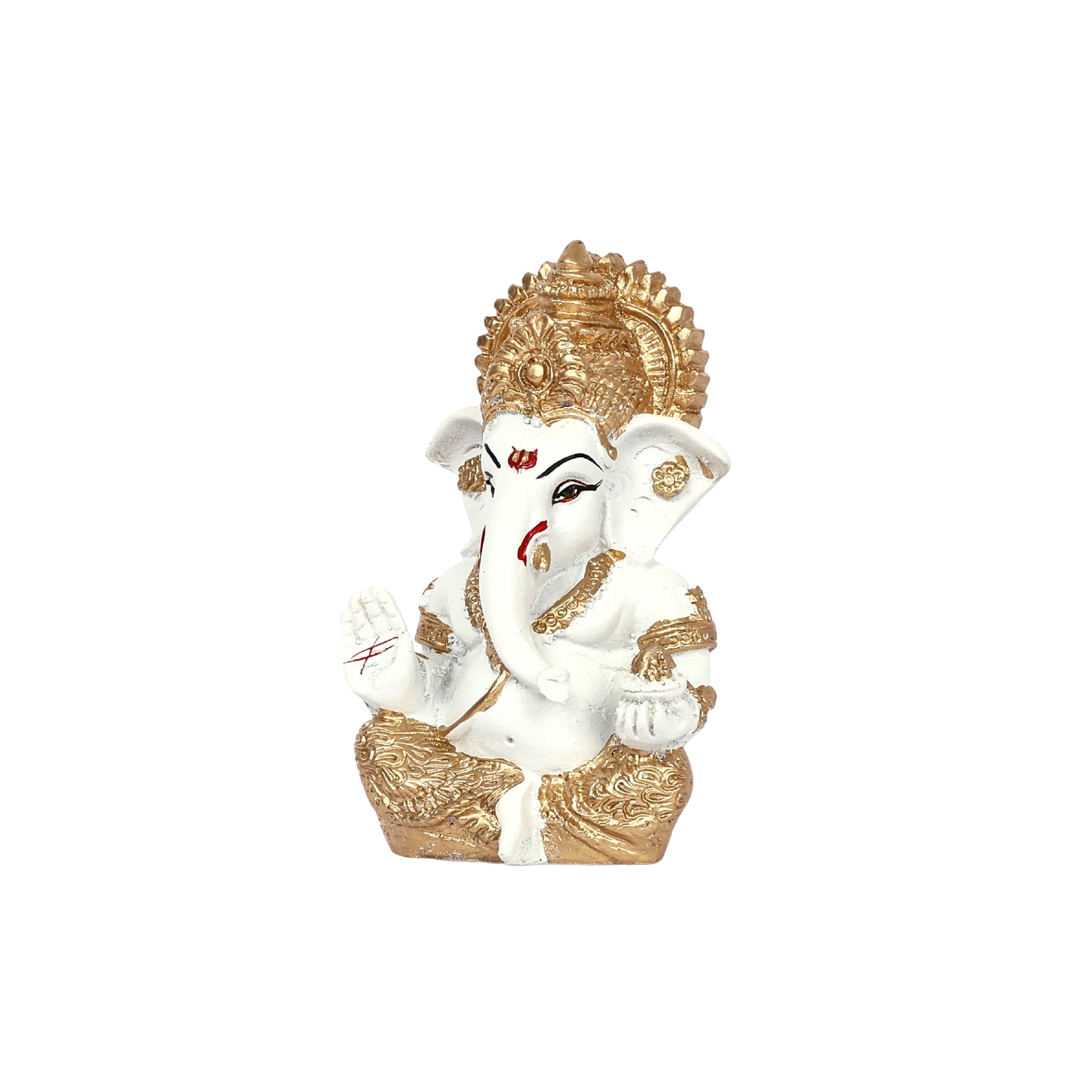 Decorative Lord Ganesha Showpiece—White and Golden