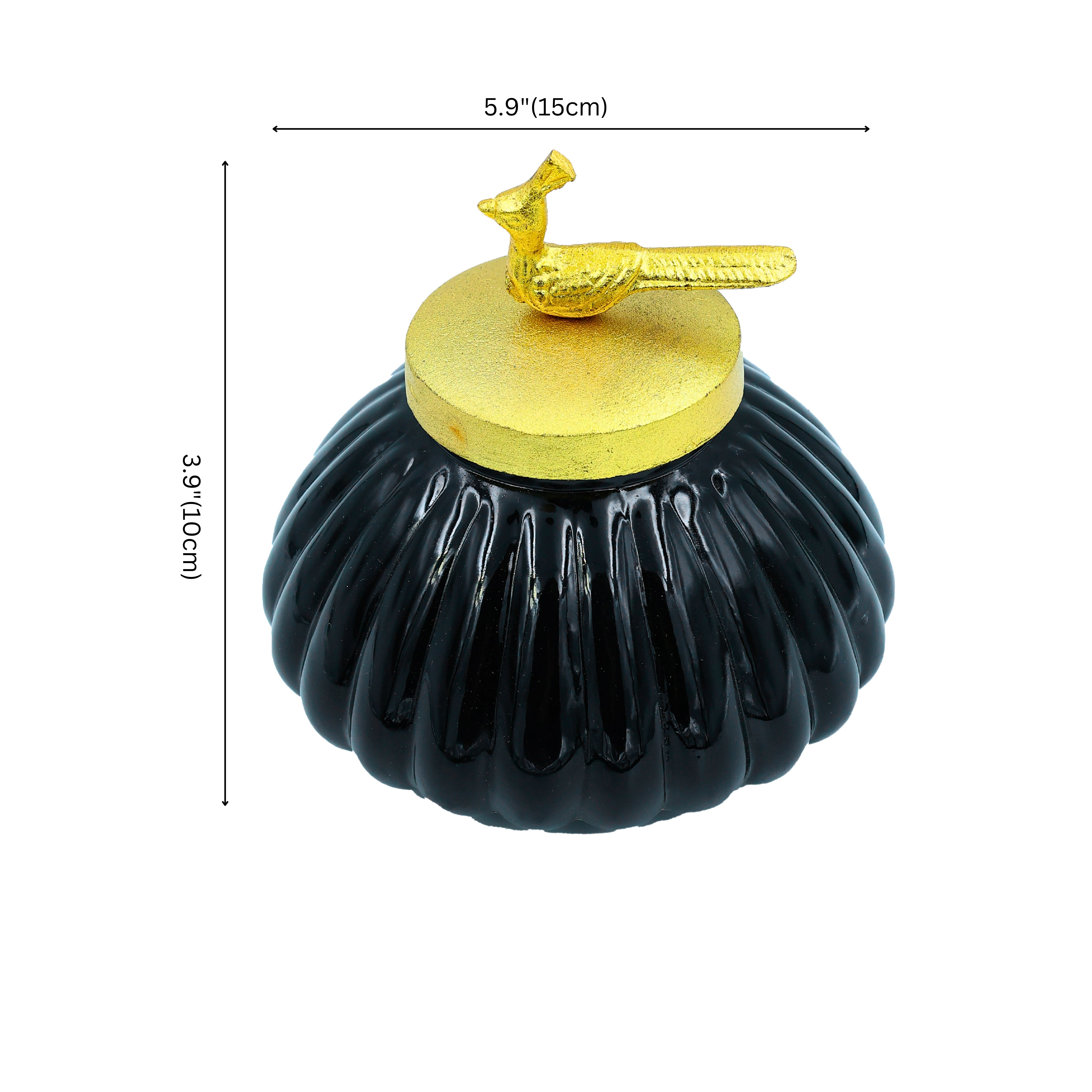 Elegant Glass Jar with Gold Bird Lid – Luxurious Storage and Decor