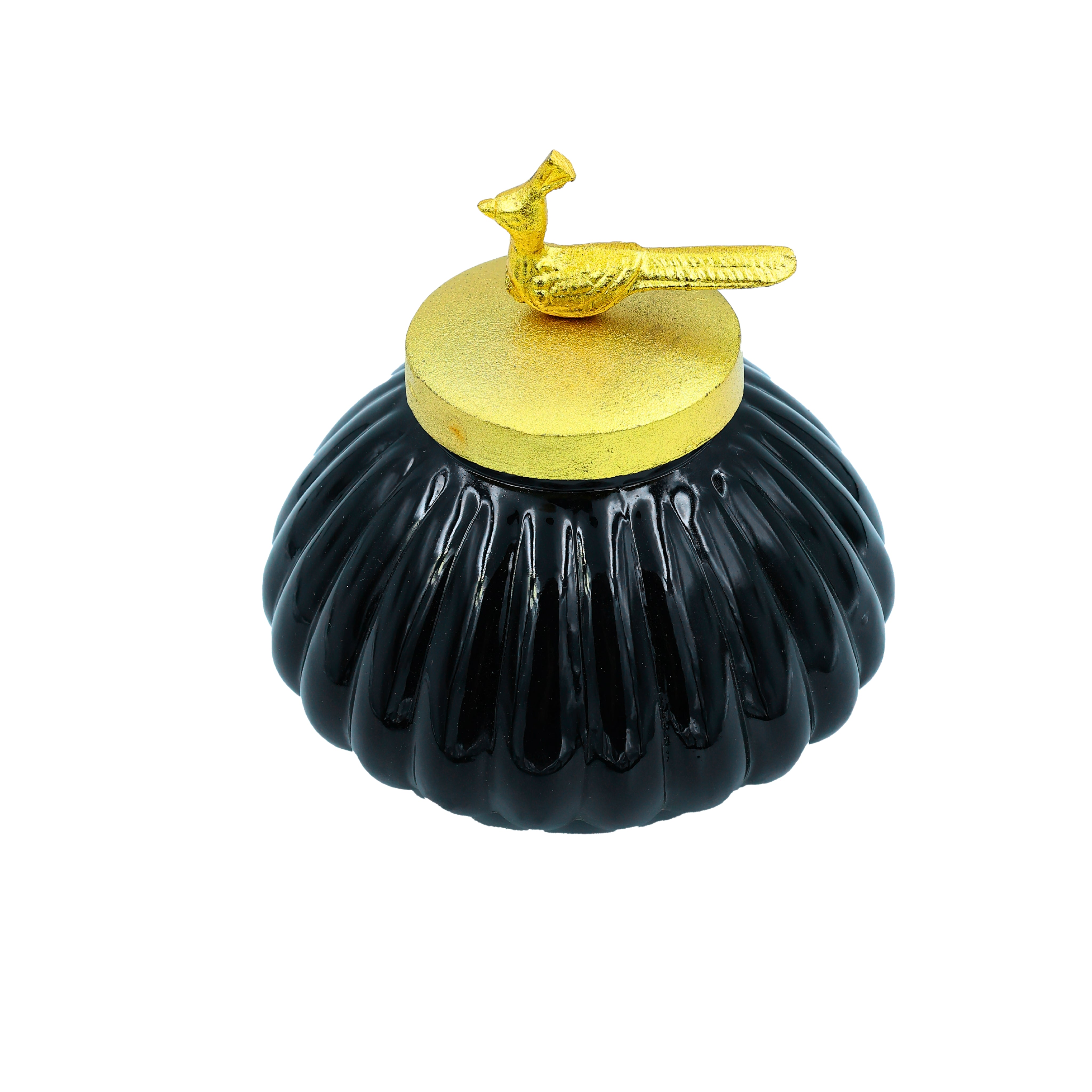 Elegant Glass Jar with Gold Bird Lid – Luxurious Storage and Decor