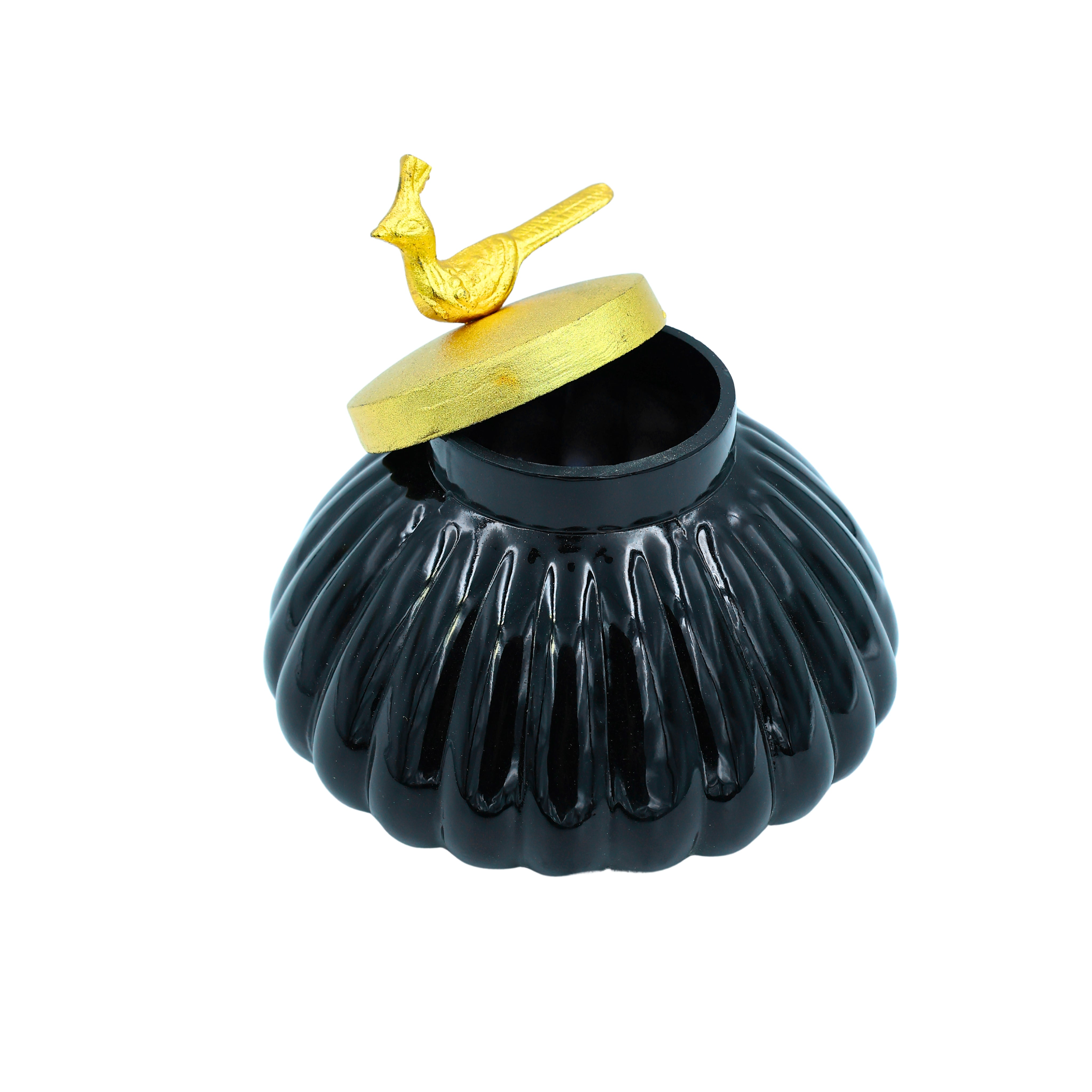 Elegant Glass Jar with Gold Bird Lid – Luxurious Storage and Decor