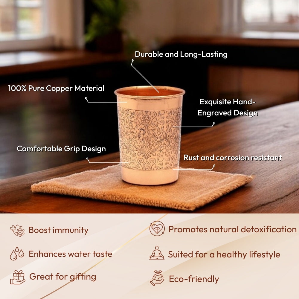 Engraved Pure Copper Drinking Glass