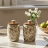 Ethnic ceramic Decal air-tight jar set with green flower pattern