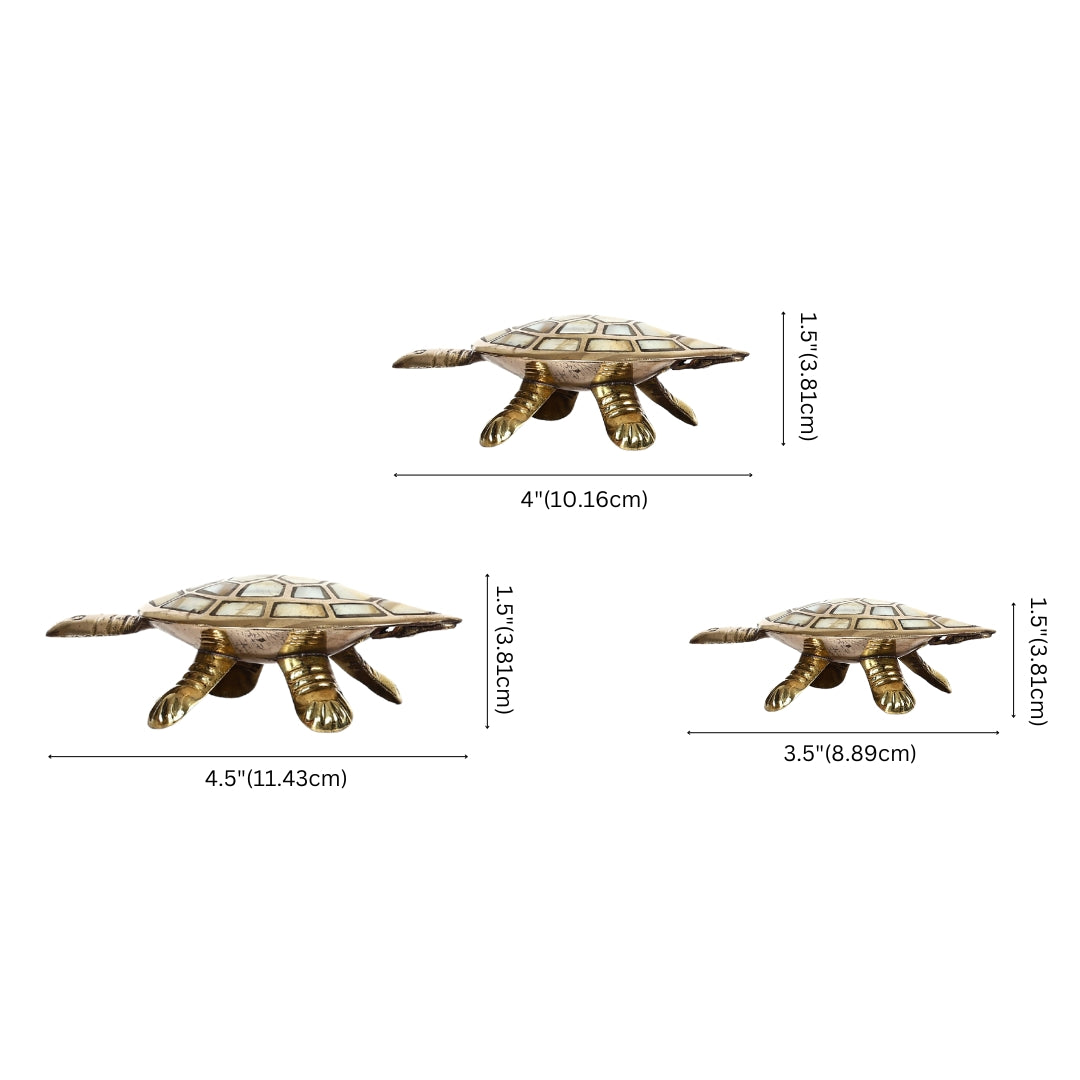 Feng Shui Brass  Wish Tortoise Set of 3 with Secret Wish Compartment