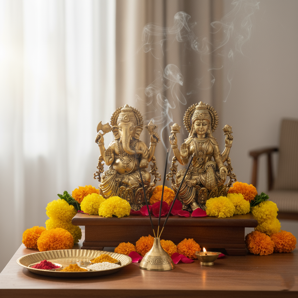 Fine Brass Gold Matte Finish Lakshmi Ganesha Duo – Deity of Wisdom and Prosperity