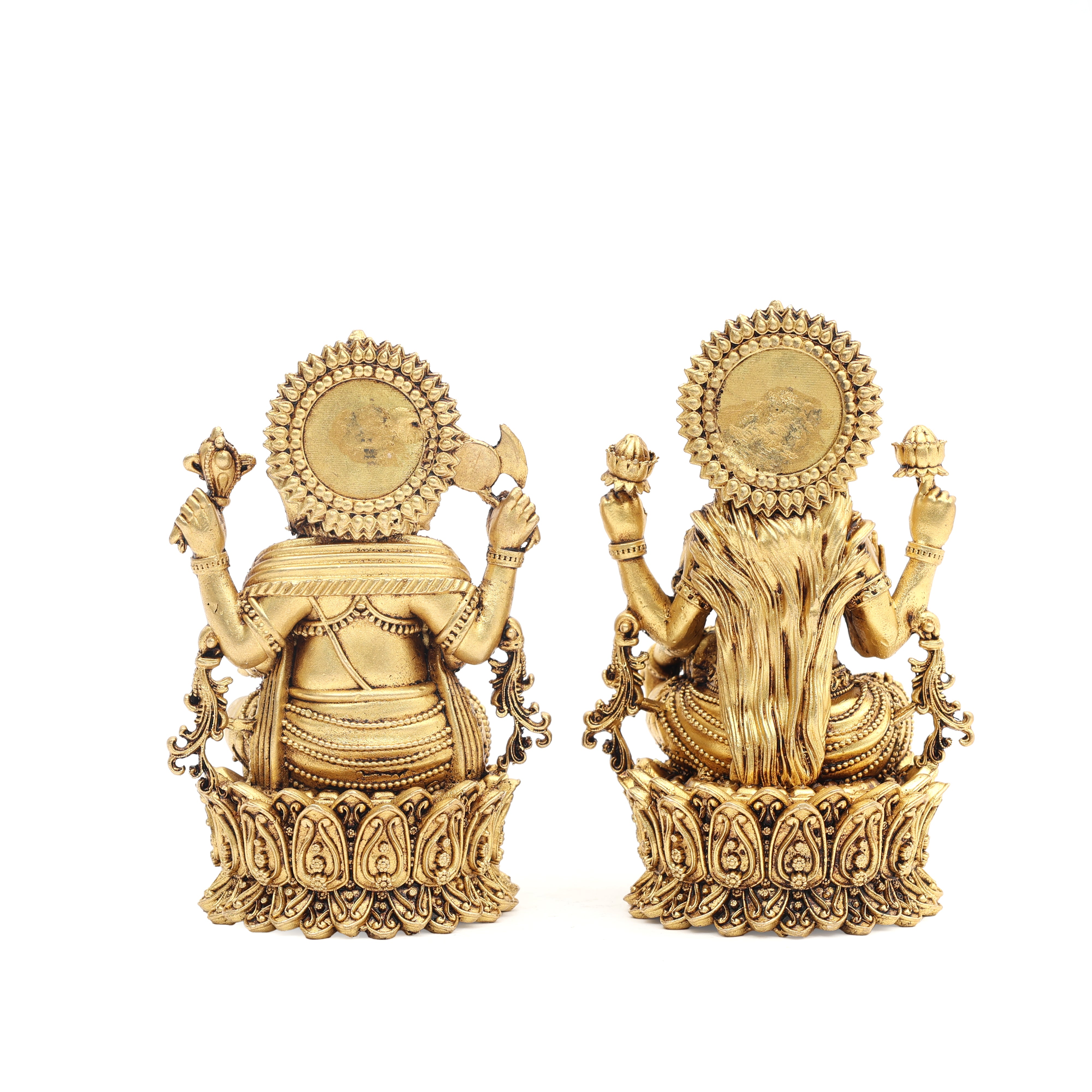Fine Brass Gold Matte Finish Lakshmi Ganesha Duo – Deity of Wisdom and Prosperity