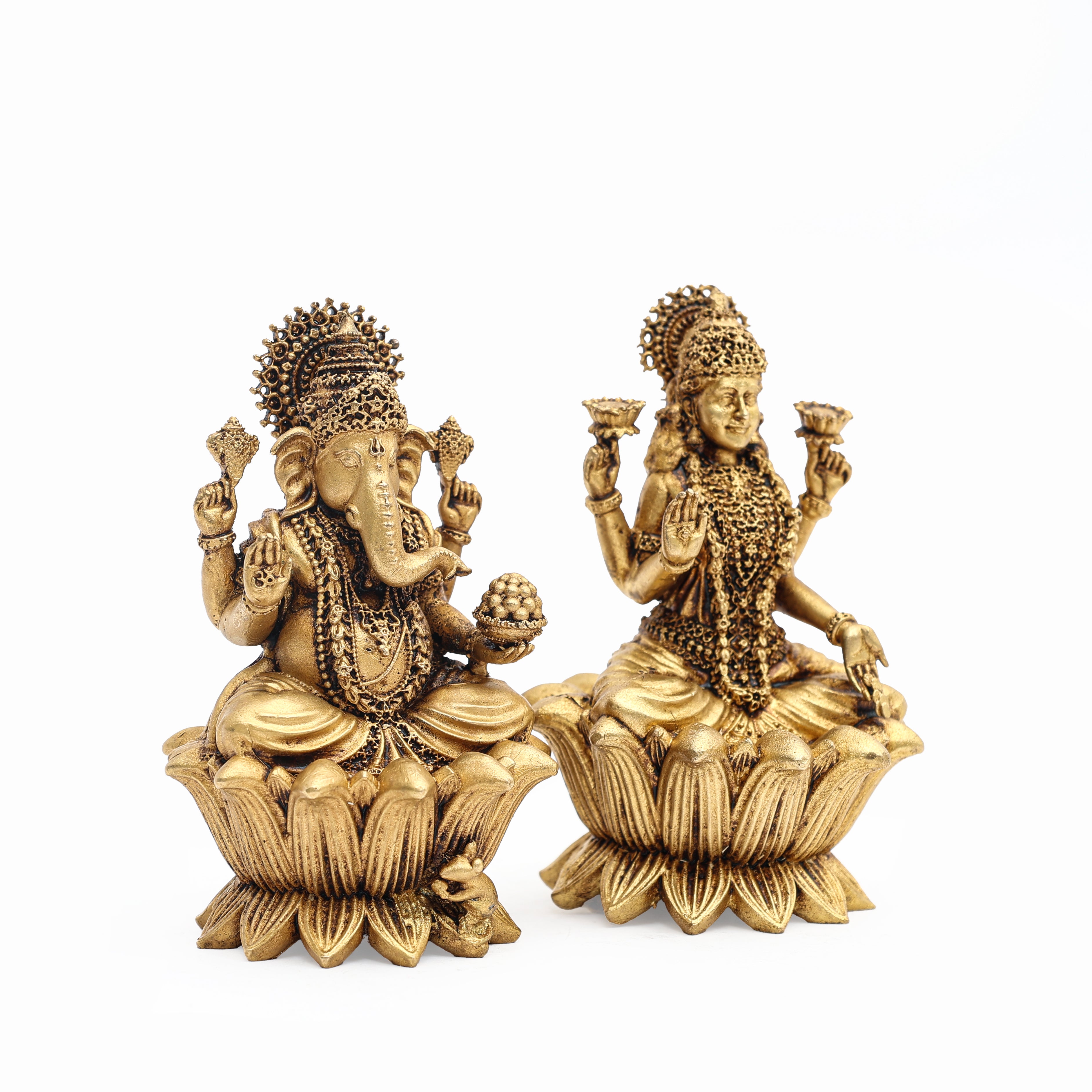 Fine Brass Handcrafted Lakshmi Ganesha Pair
