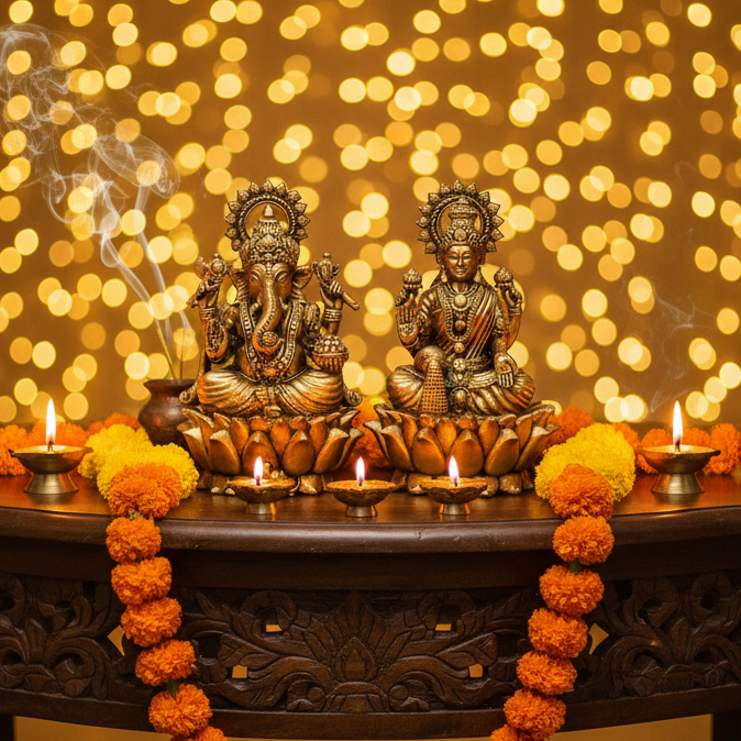 Fine Brass Lakshmi Ganesha Pair – Spiritual Decor Item