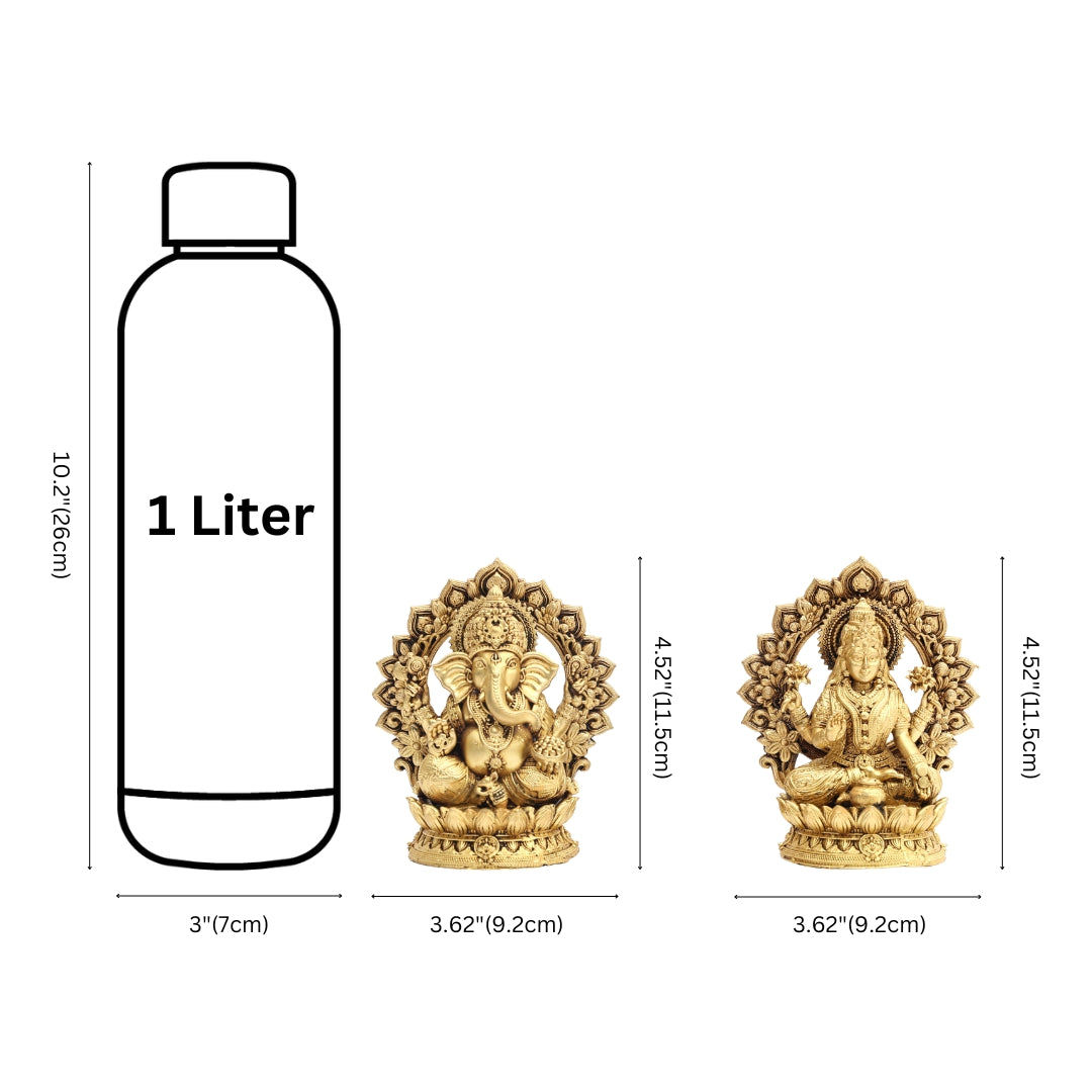 Fine Brass Majestic Lakshmi Ganesha with Arched Backdrop