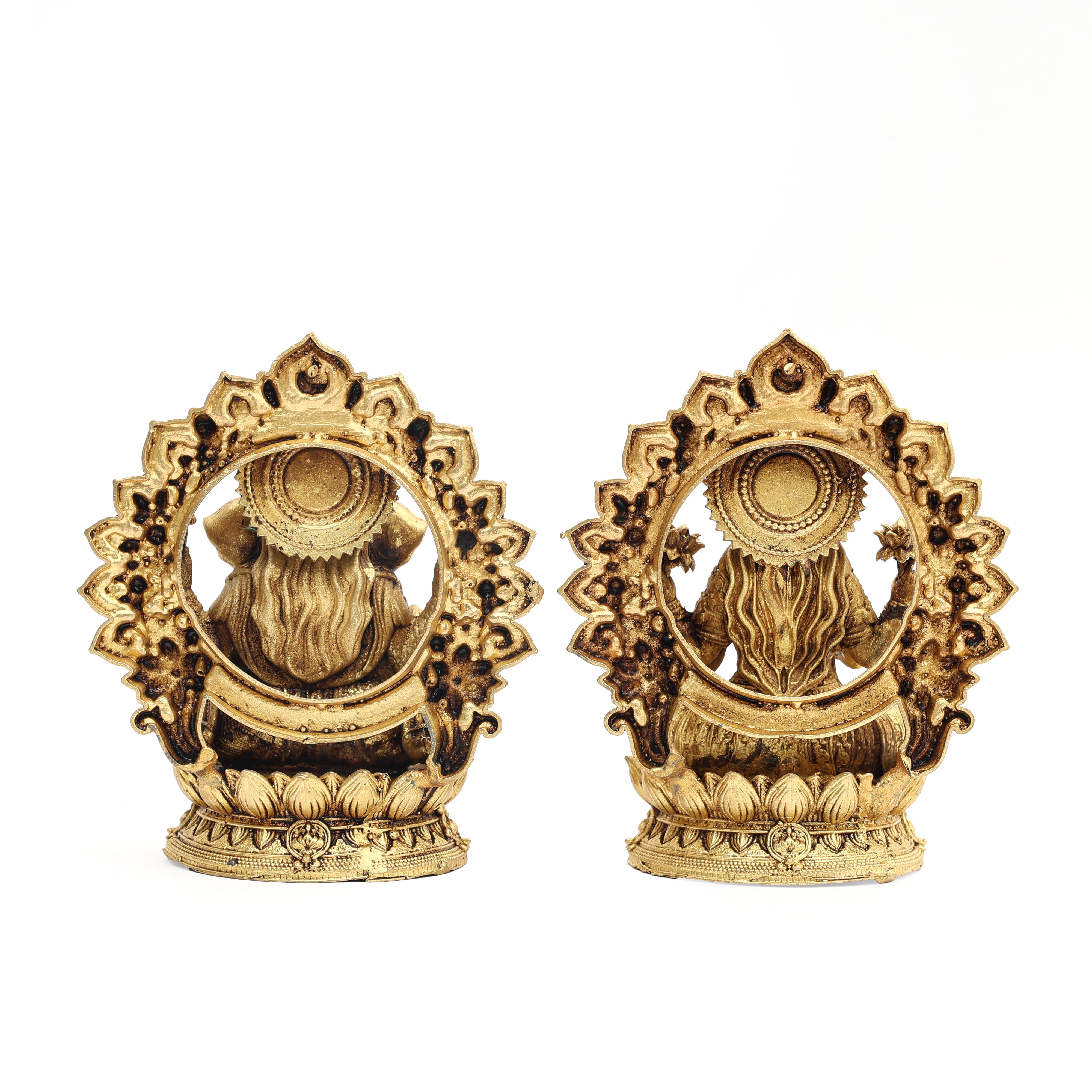 Fine Brass Majestic Lakshmi Ganesha with Arched Backdrop