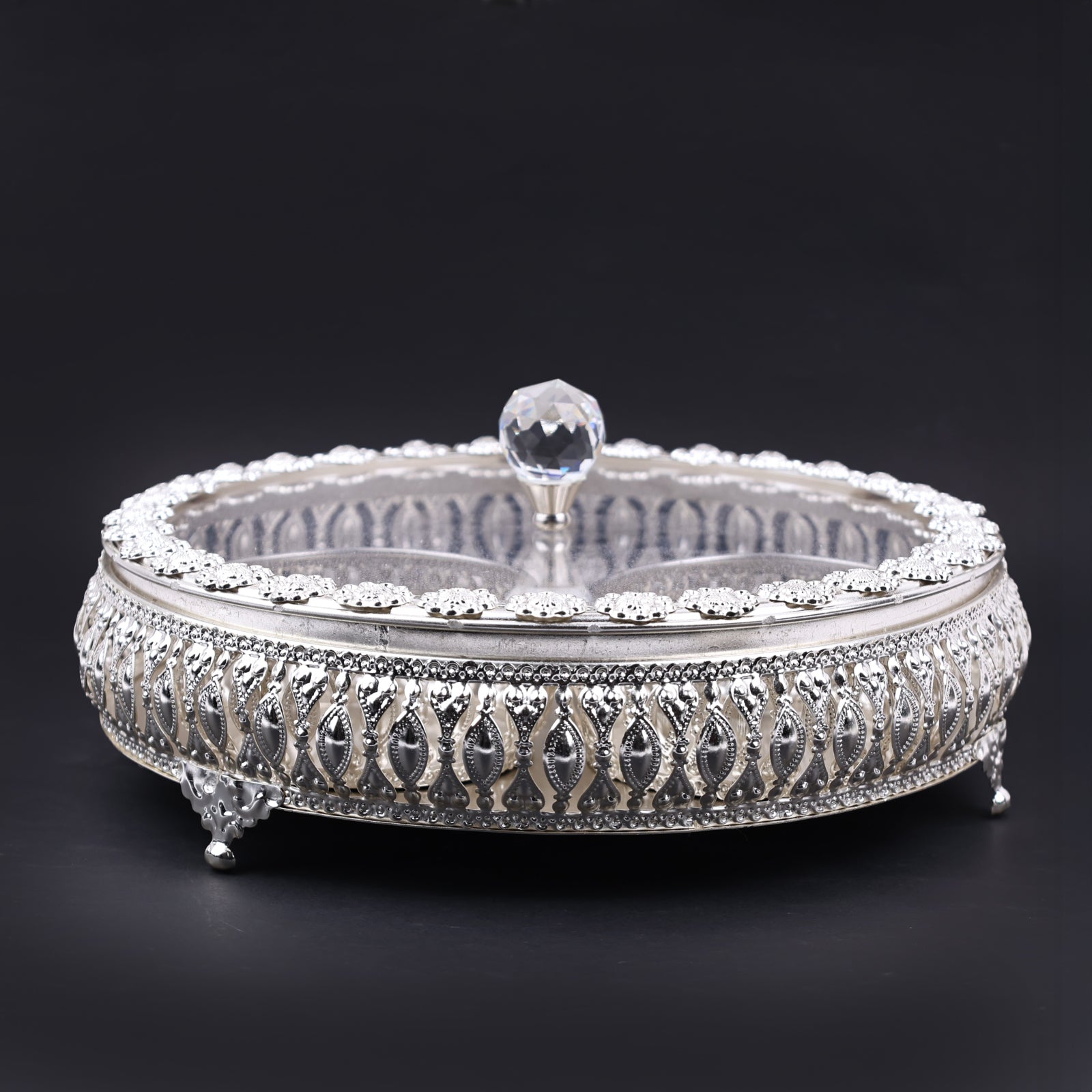 German Silver Dry Fruit Platter and Bowl Set (with Lid)