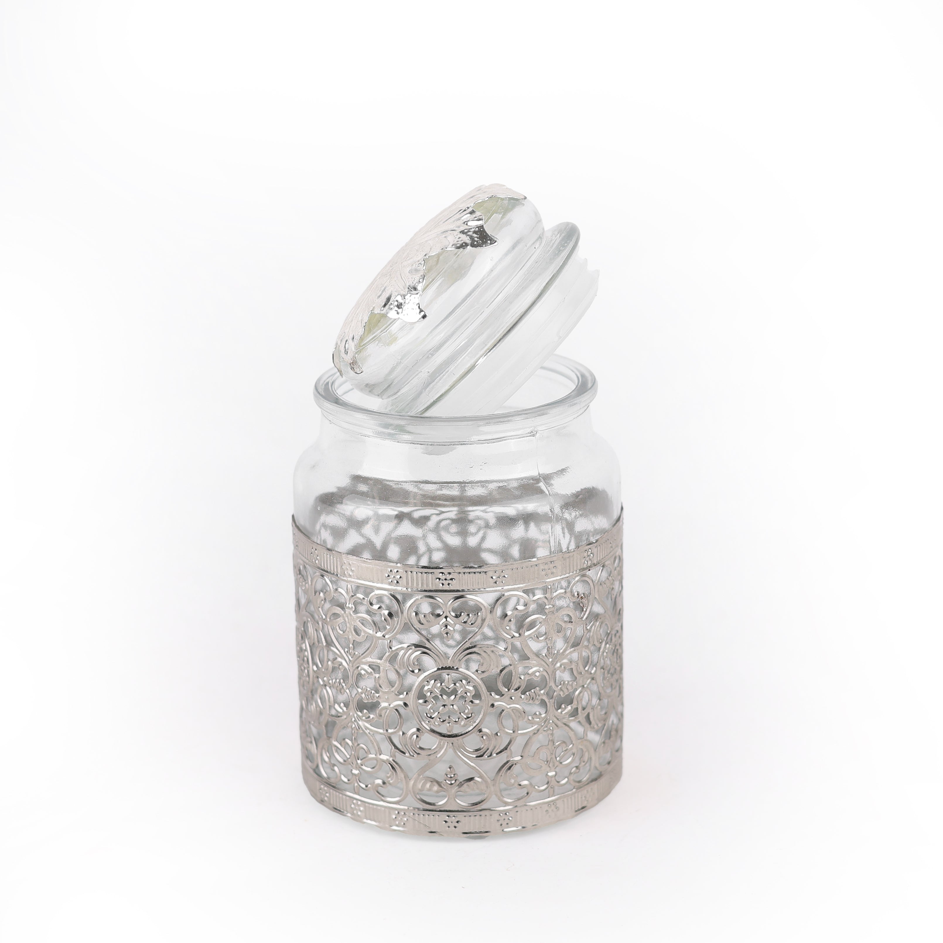 German Silver & Glass Air-Tight Jar (Big) 