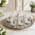 German Silver Glass Set without Tray with Floral Engravings