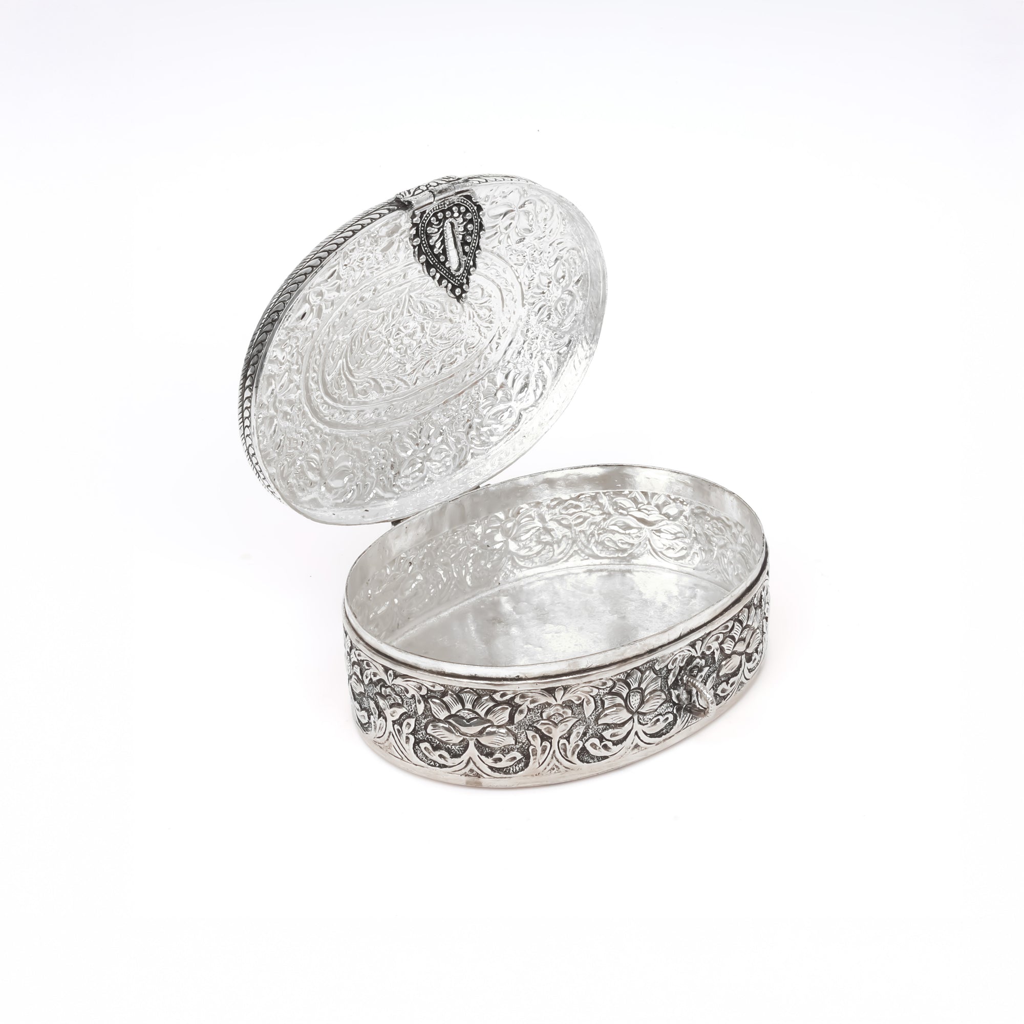 Utility Box Silver German Silver Oval Multi-Utility Box – Natriel