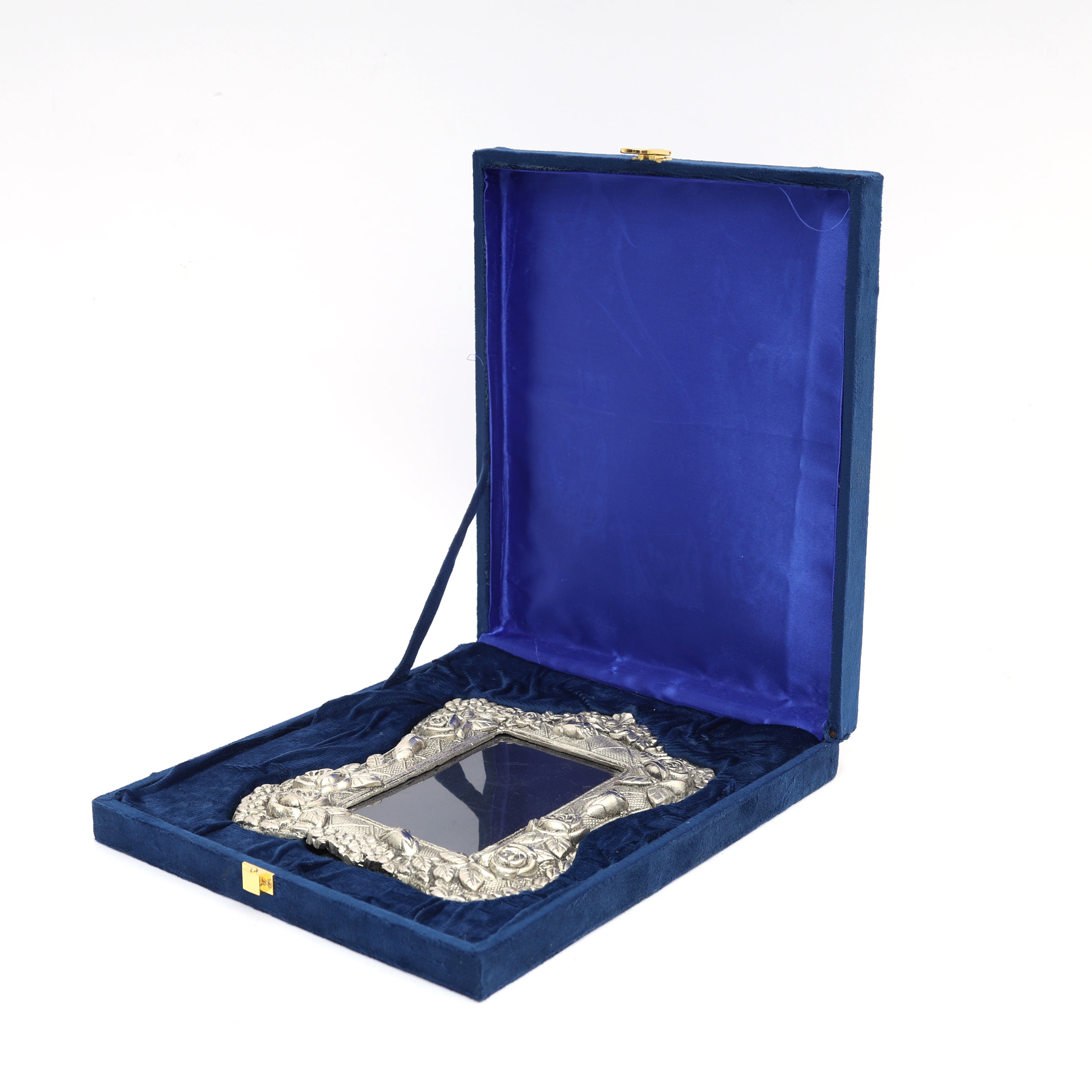 German Silver Rose Photo Frame With Velvet Box – Premium Gifting Item