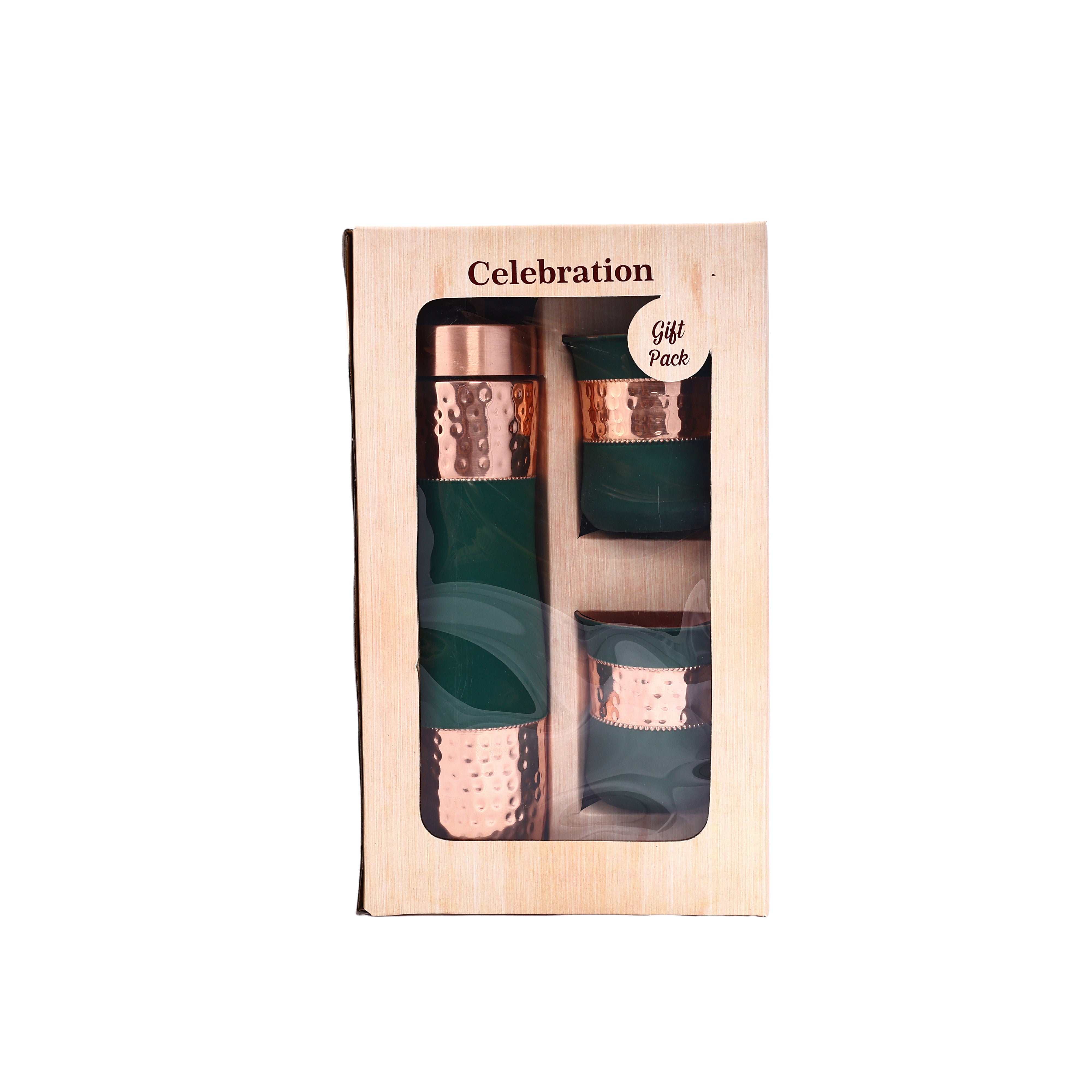 Gifting Set of Copper Bottle with Glass