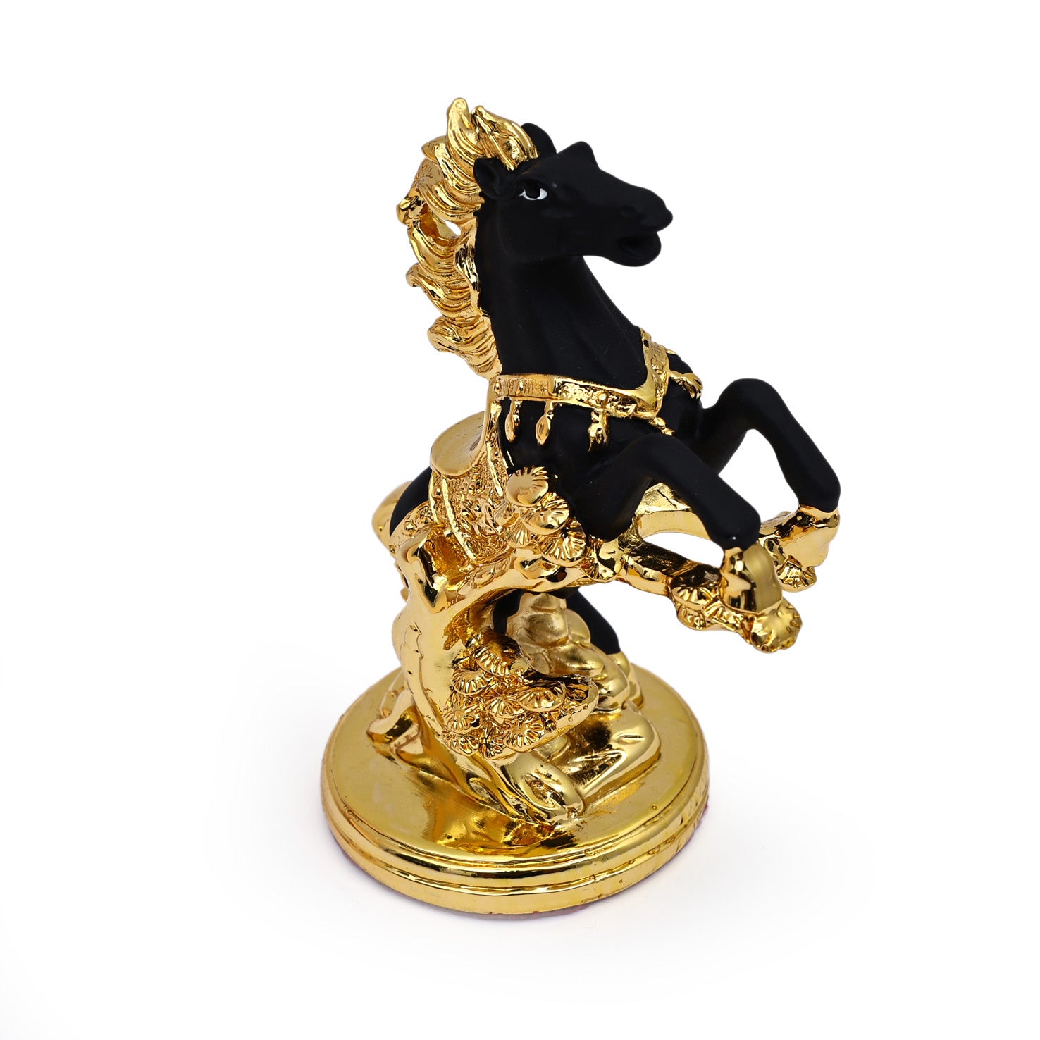 Gold Plated Black Matte Knight Horse Showpiece