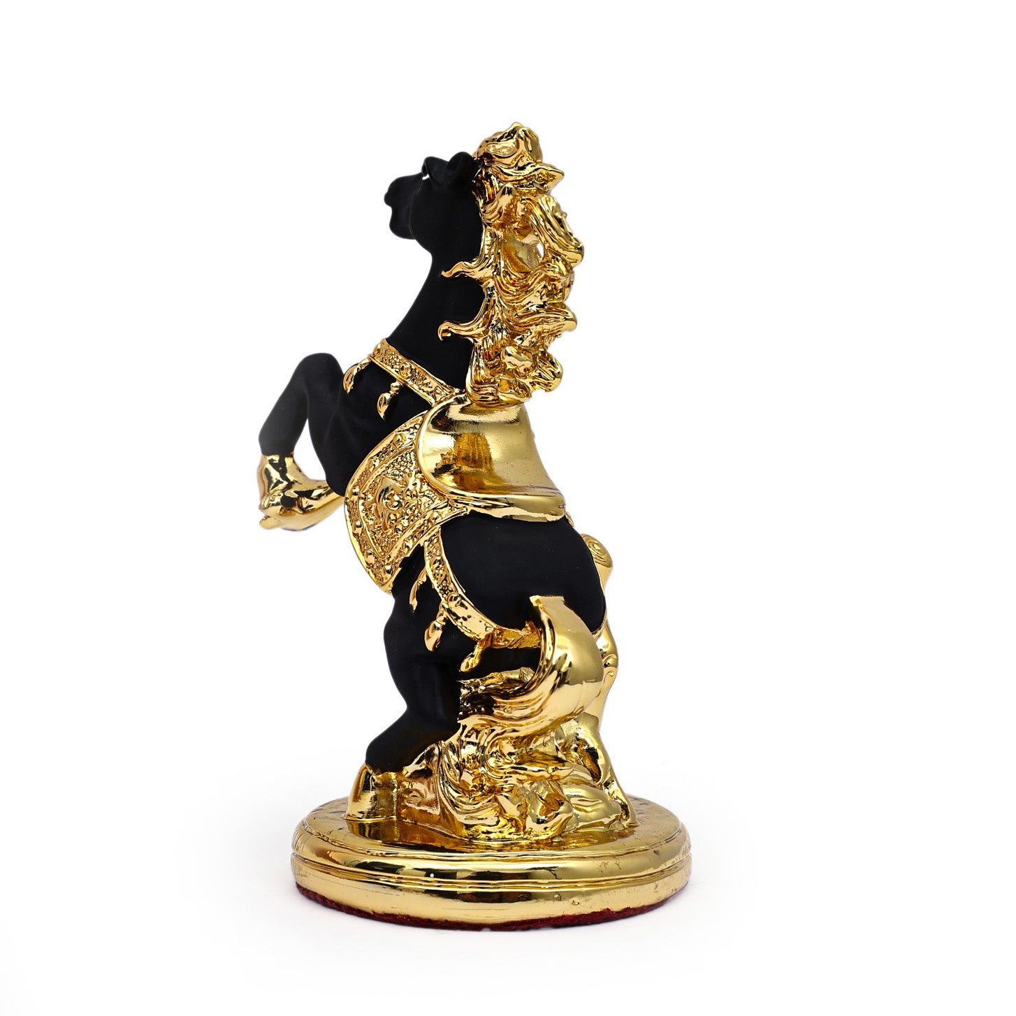 Gold Plated Black Matte Knight Horse Showpiece