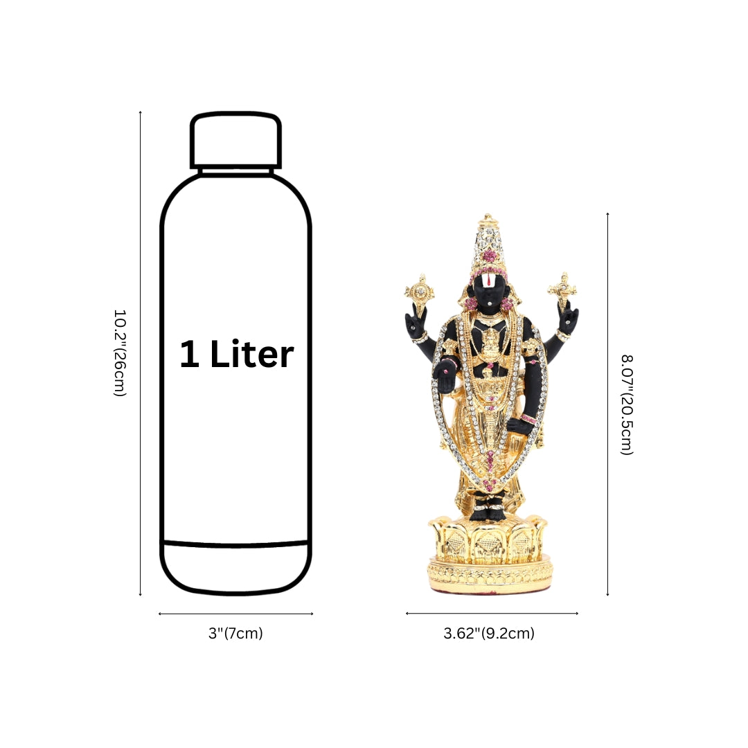 Gold plated Lord Tirupati Balaji Idol (Pink stone)