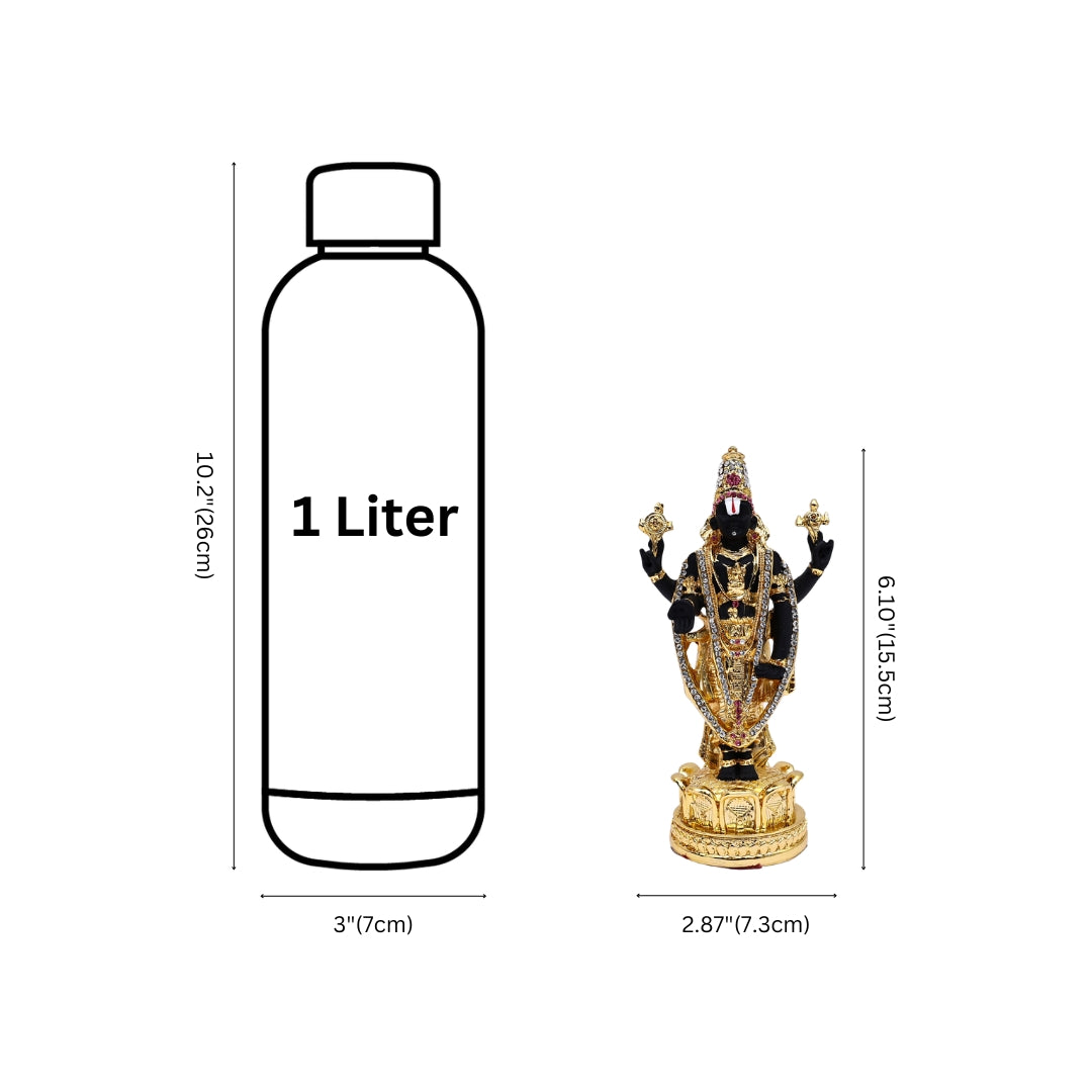 Gold plated Lord Tirupati Balaji Idol (White Stone)