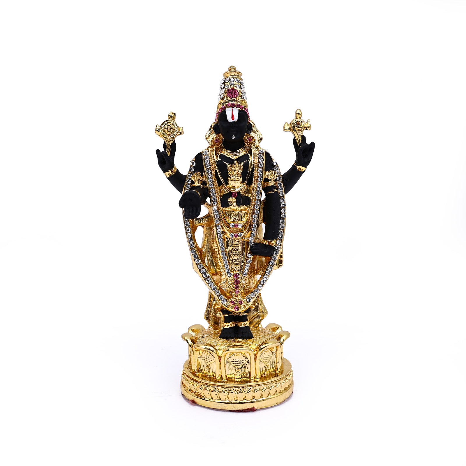 Gold plated Lord Tirupati Balaji Idol (White Stone)