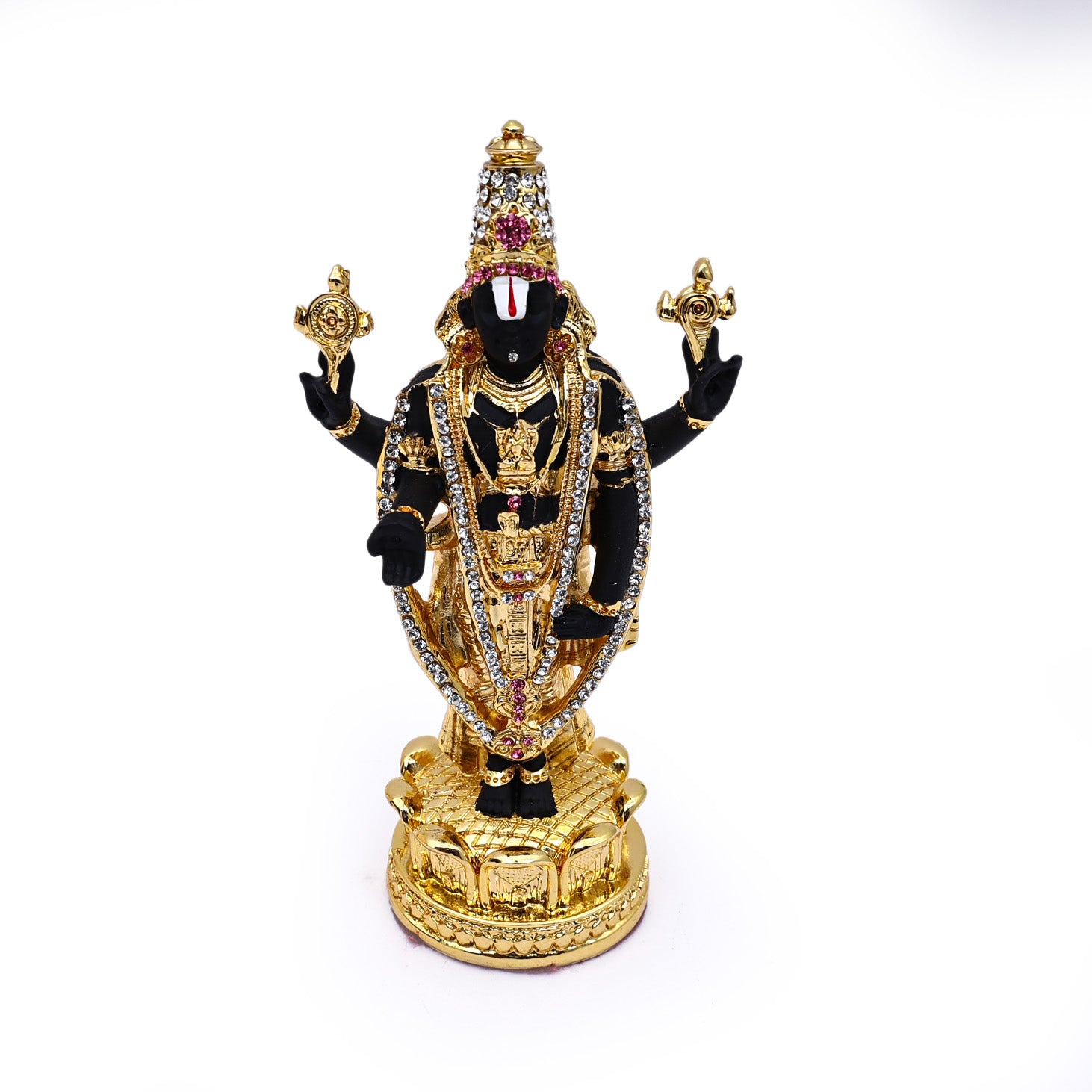 Gold plated Lord Tirupati Balaji Idol (White Stone)