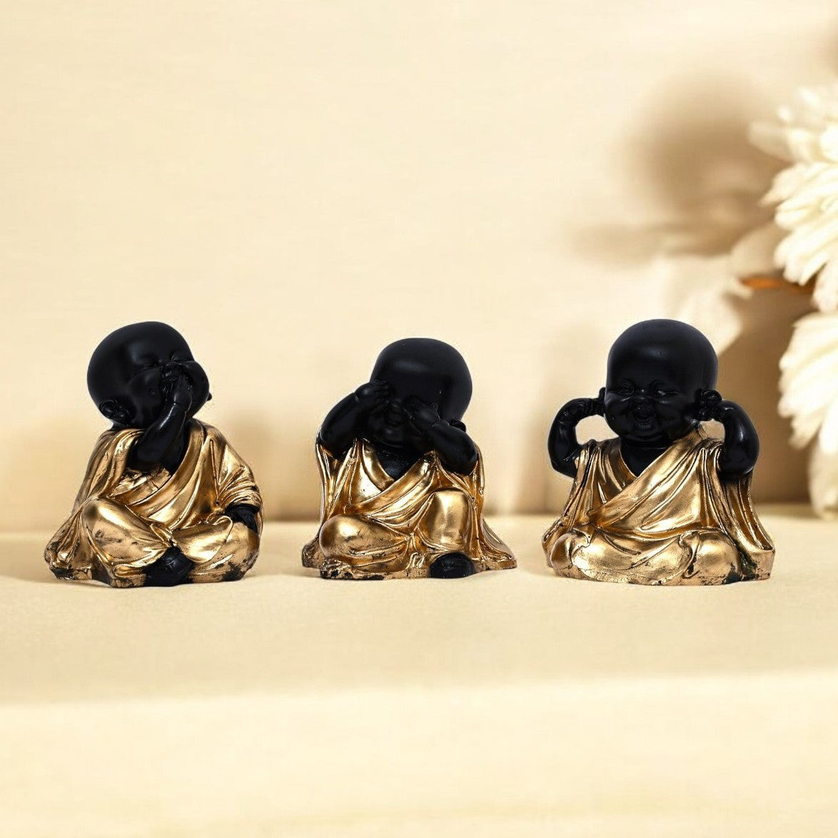 Golden 3 wise Buddha figurines