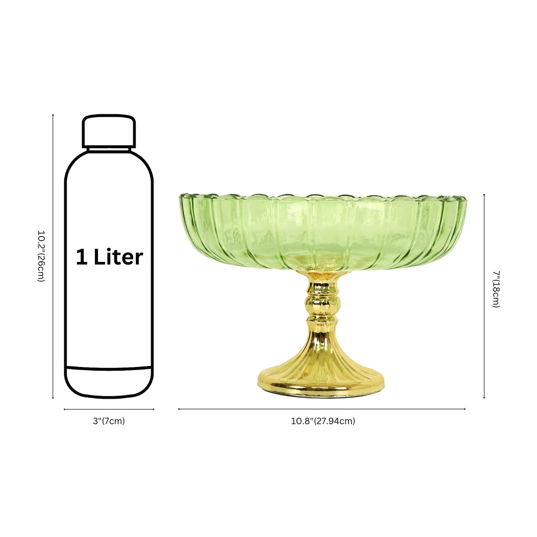 Green Decorative Glass Fruit Bowl – Elegant Centerpiece for Dining and Home Decor
