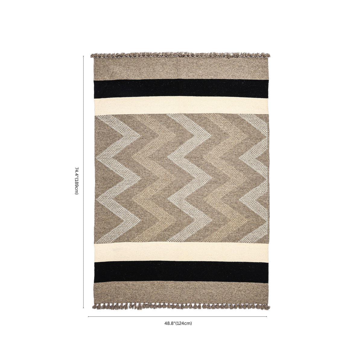Handwoven Grey & Ivory Chevron Pattern Rug/Floor Mat – Jawaja Wool Dhu ...