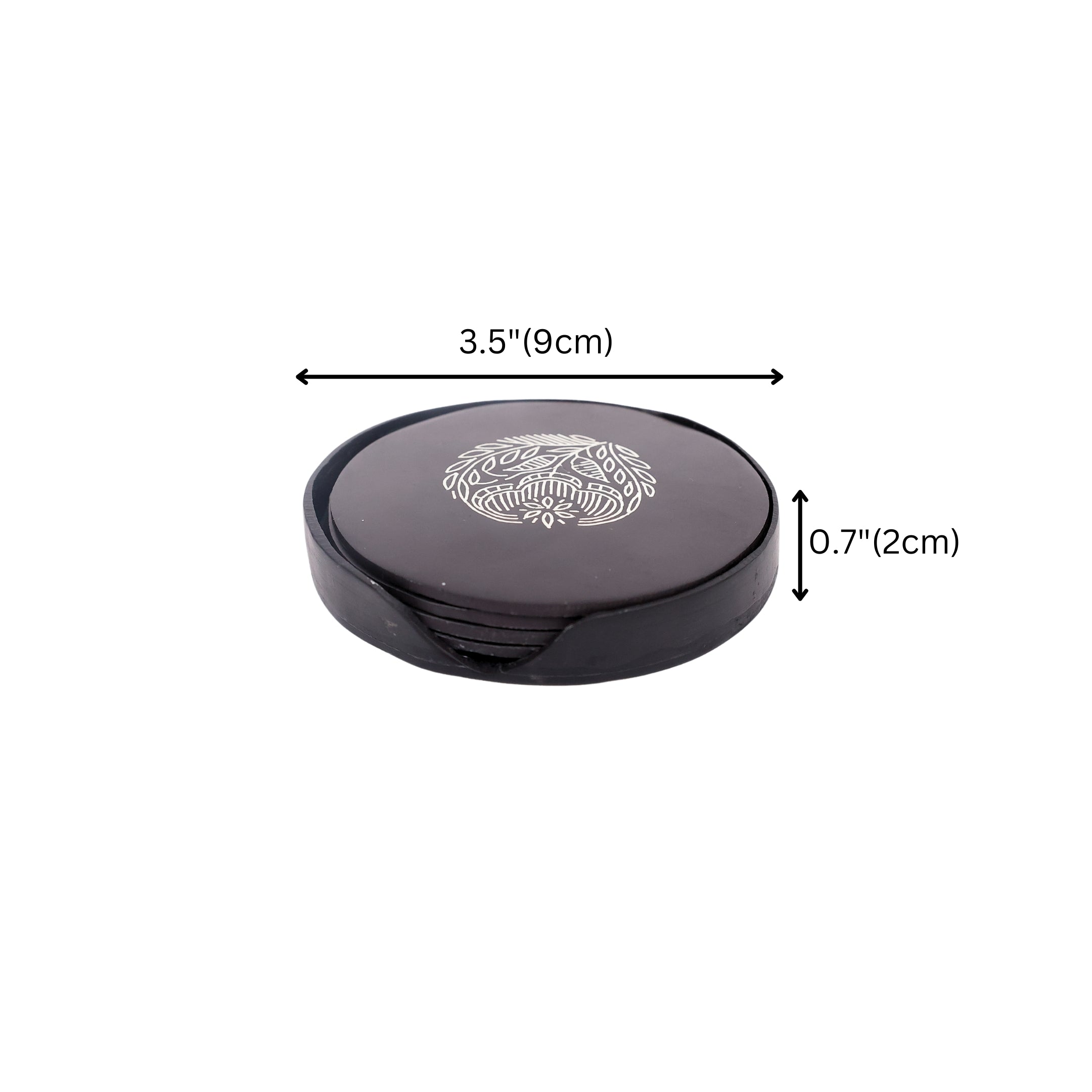 Black Tea Coasters - Bidri Art - Silver Inlay Work