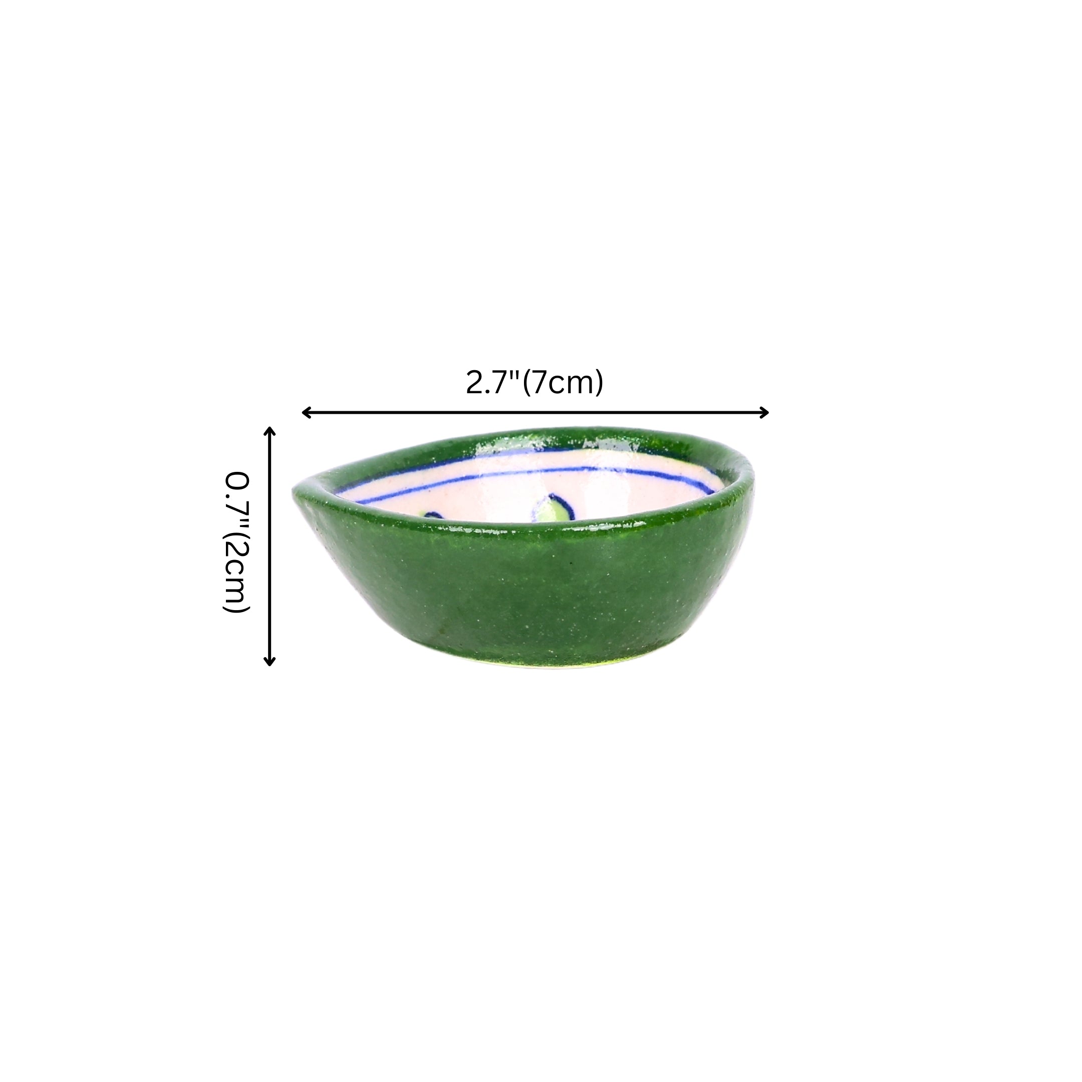 Green Blue Pottery Diyas - Set of 4