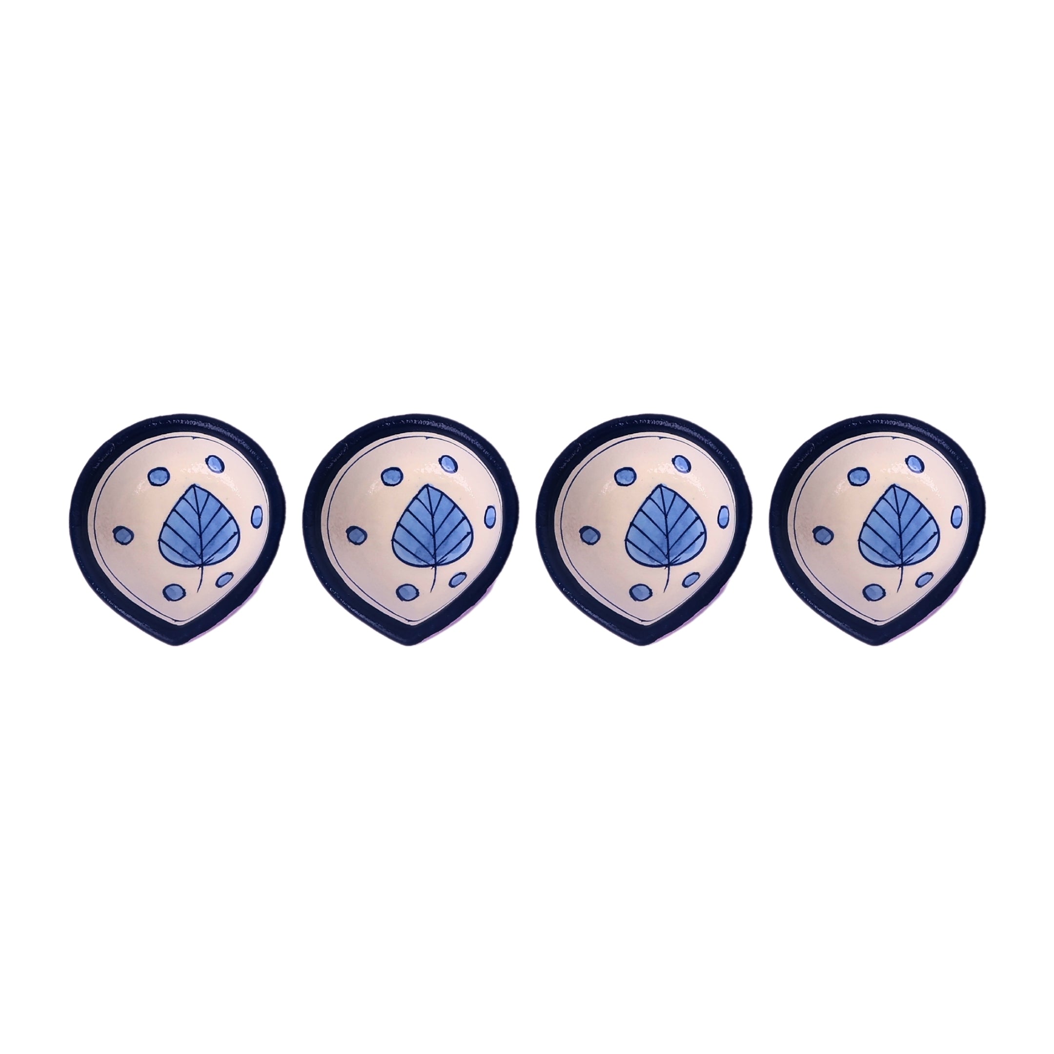 Hand-Painted Ceramic Diyas - Set of 4 – Lavender and Blue