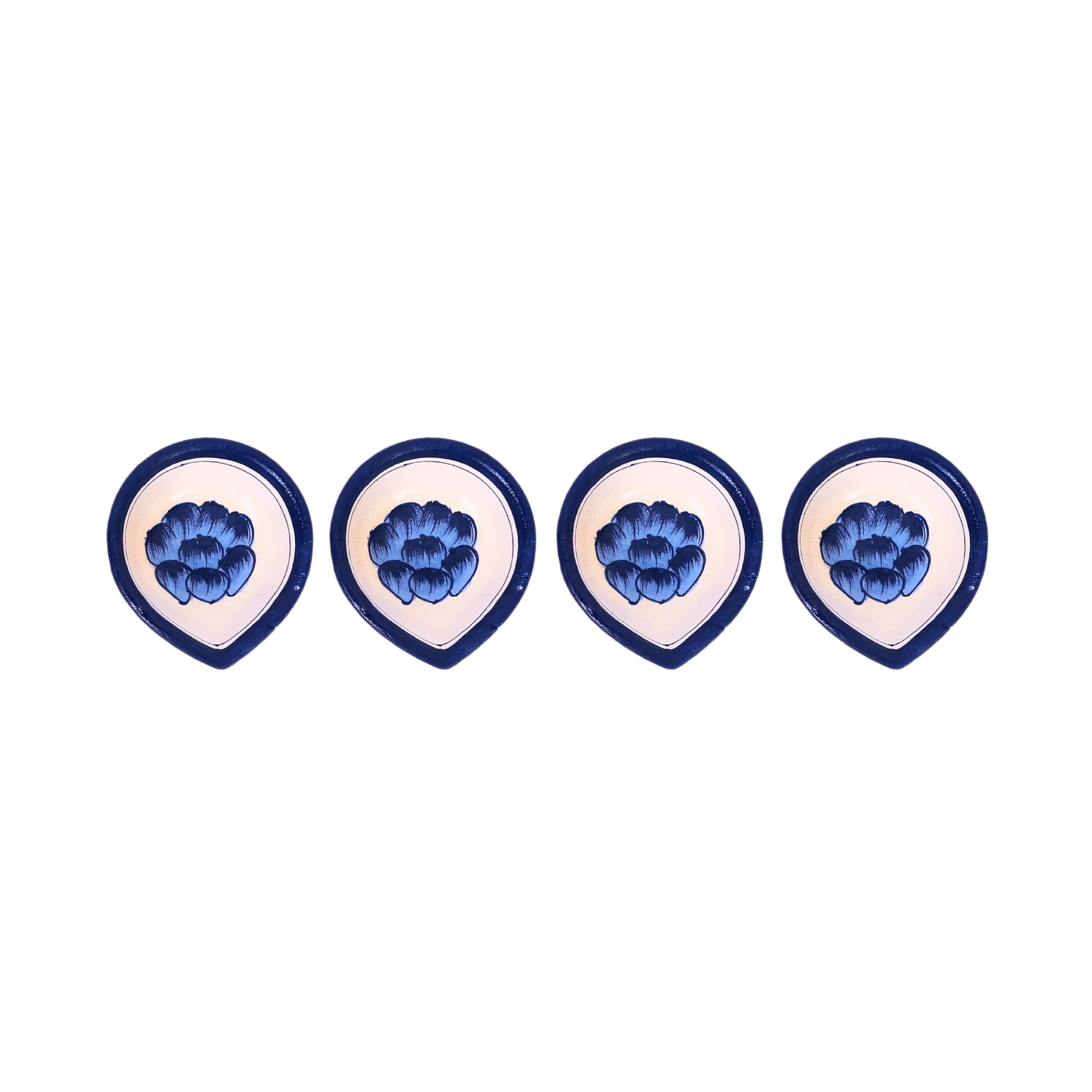 Hand-Painted Ceramic Diyas - Set of 4 – Lavender and Blue