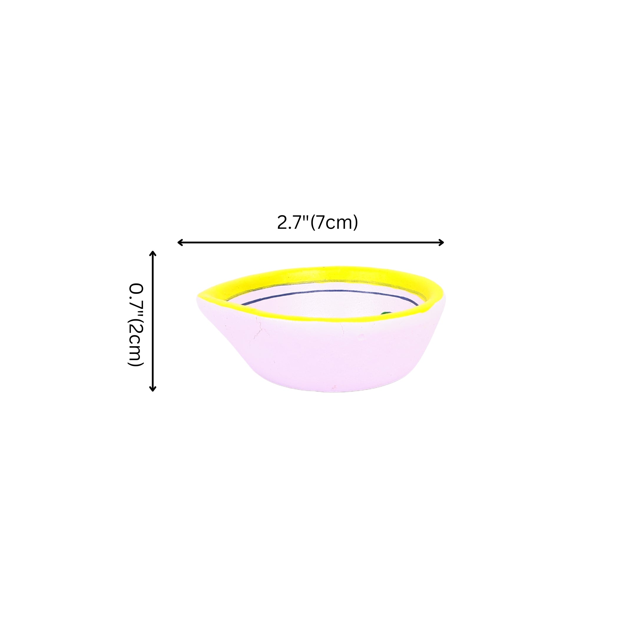 Hand-Painted Ceramic Diyas - Set of 4 – Lavender and Yellow