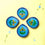 Hand-Painted Ceramic Diyas - Set of 4 – Turquoise and Blue