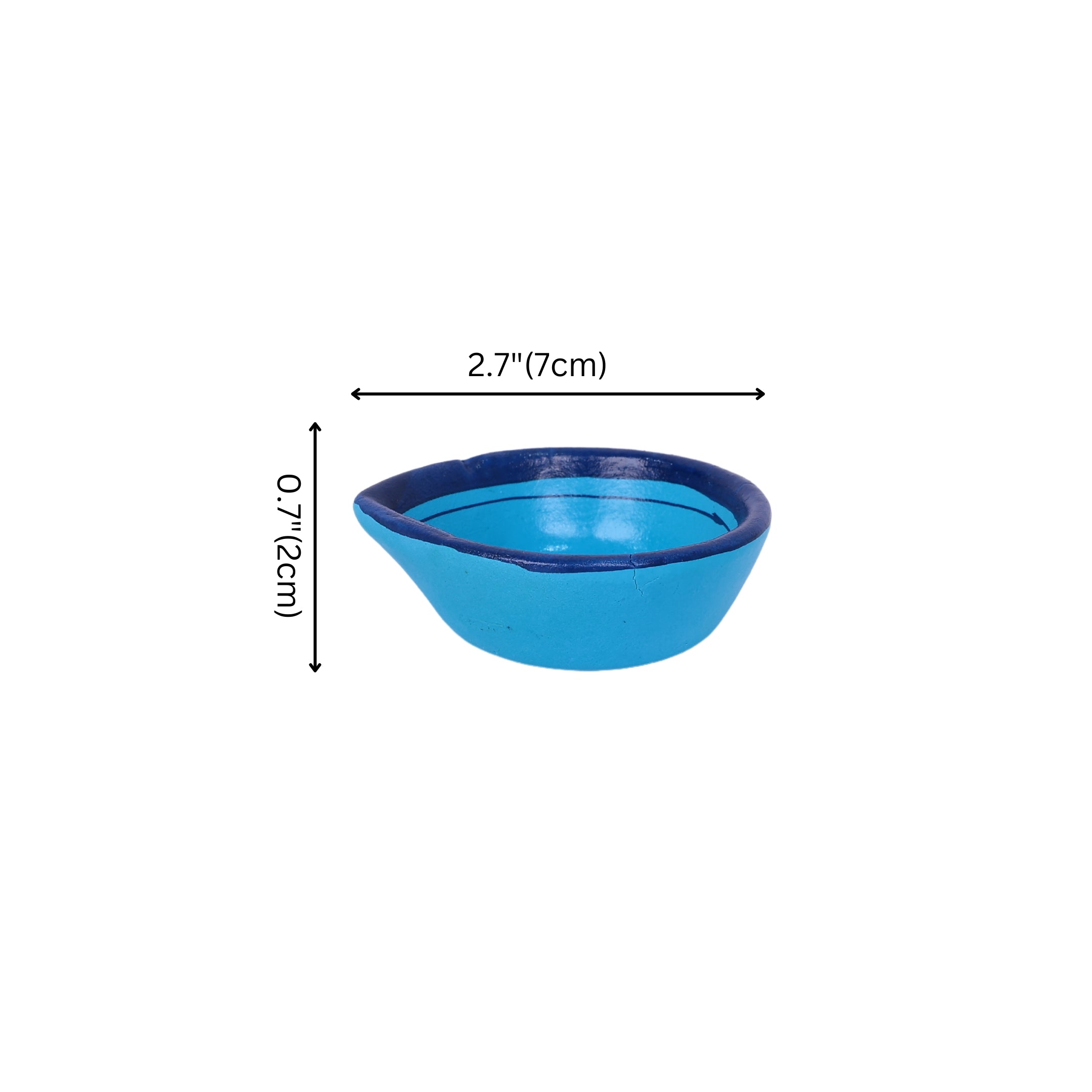 Hand-Painted Ceramic Diyas - Set of 4 – Turquoise and Blue