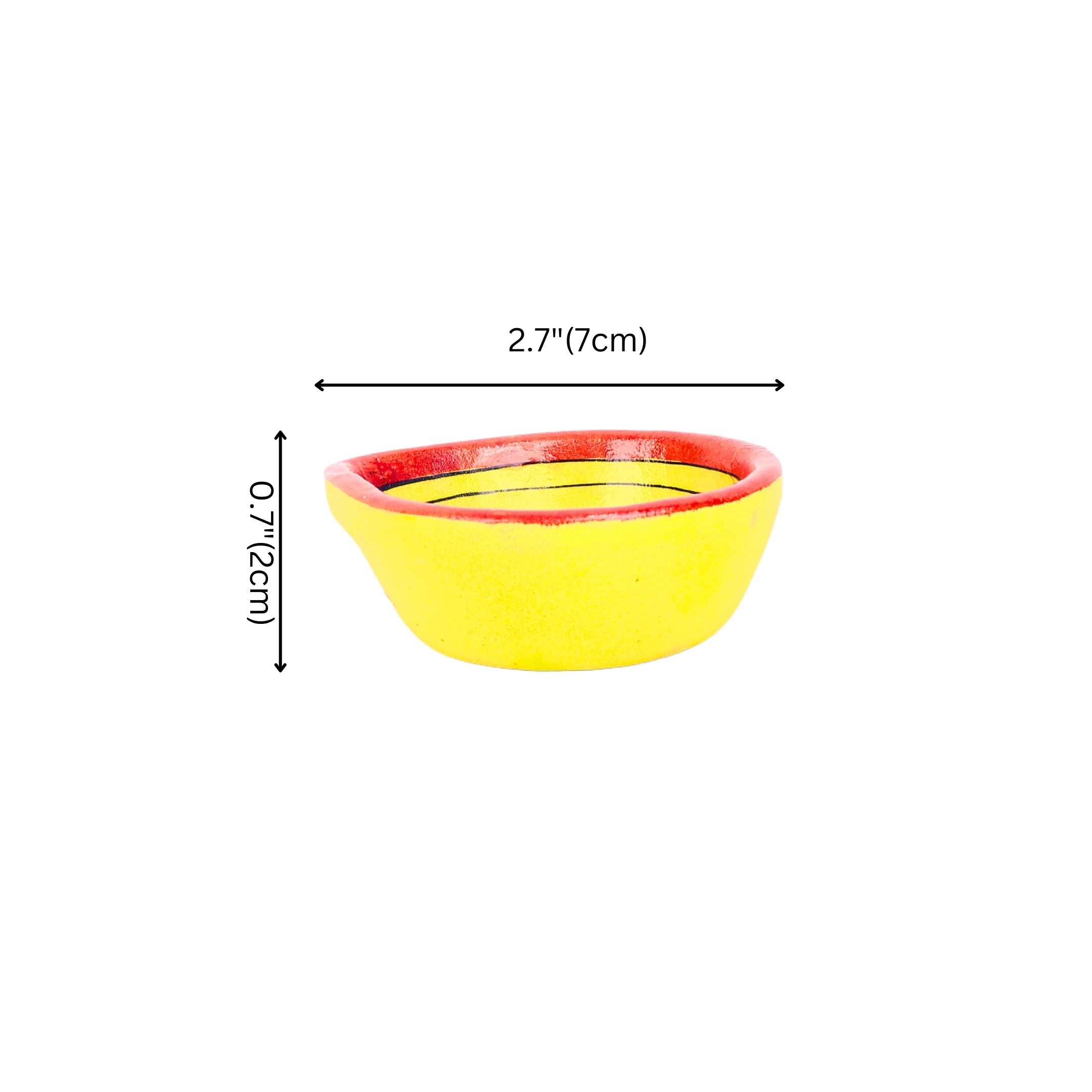 Hand-Painted Ceramic Diyas - Set of 4 – Yellow and Red