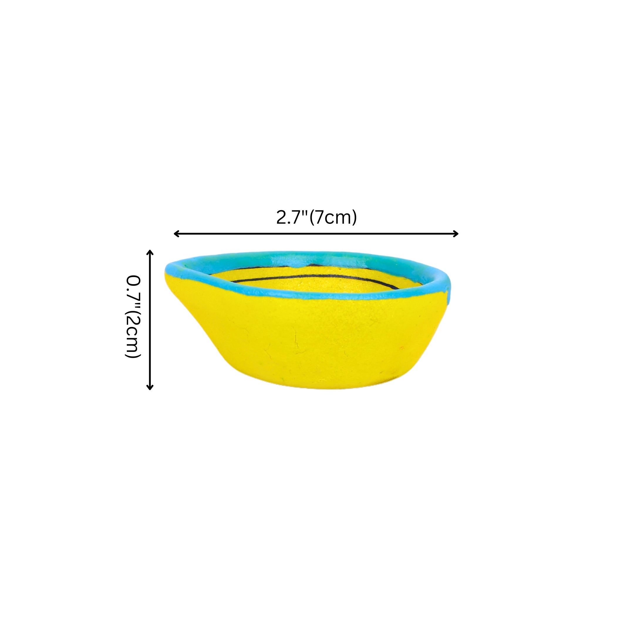 Hand-Painted Ceramic Diyas - Set of 4 – Yellow and Turquoise